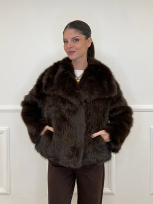 Double-breasted Fur Coat Y0238 Moro
