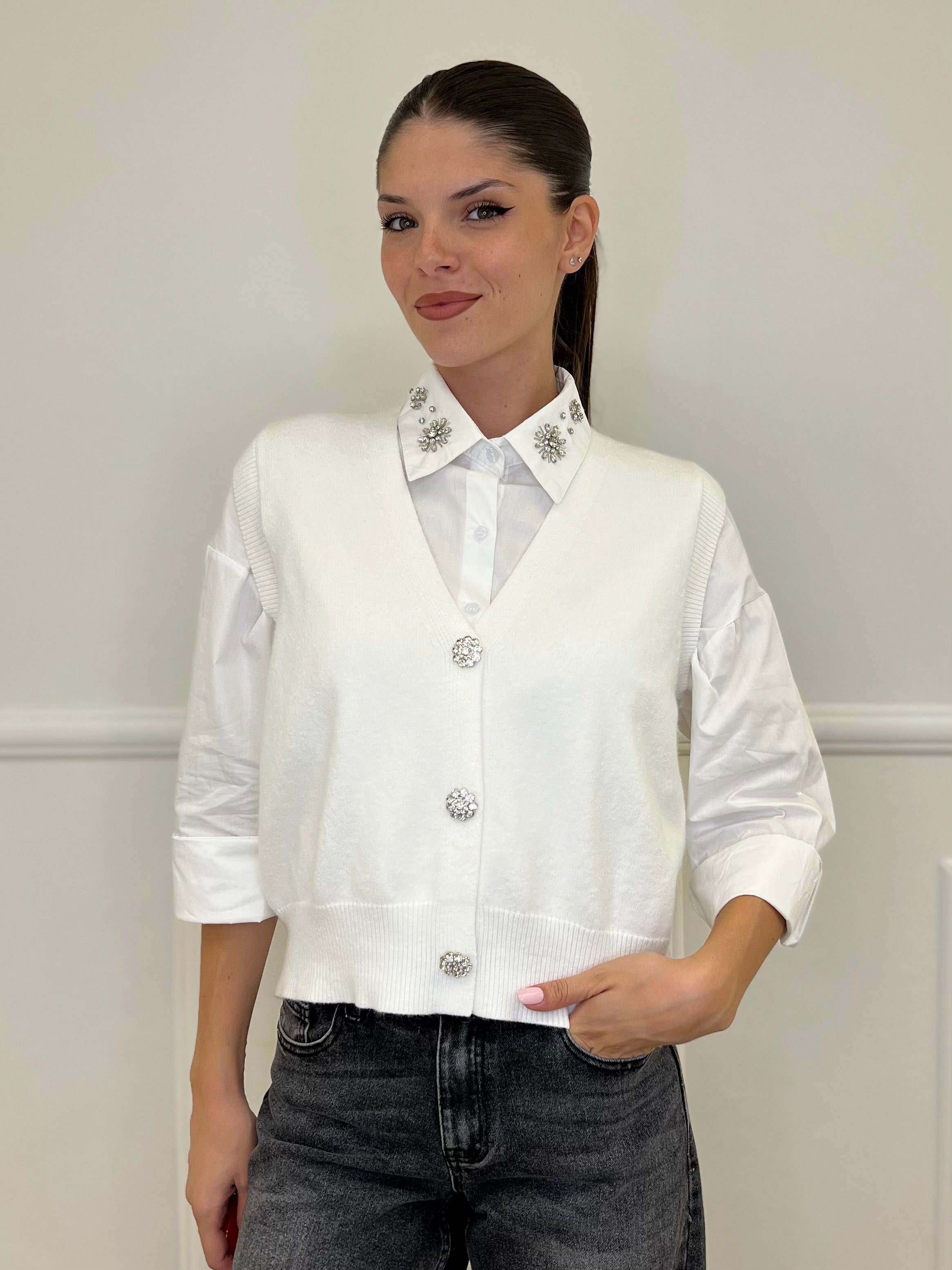 Gilet Gioiello 5666 Bianco - Bazar Abbigliamento