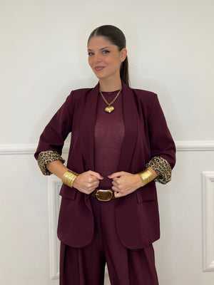 Spotted Interior Jacket 25623 Burgundy