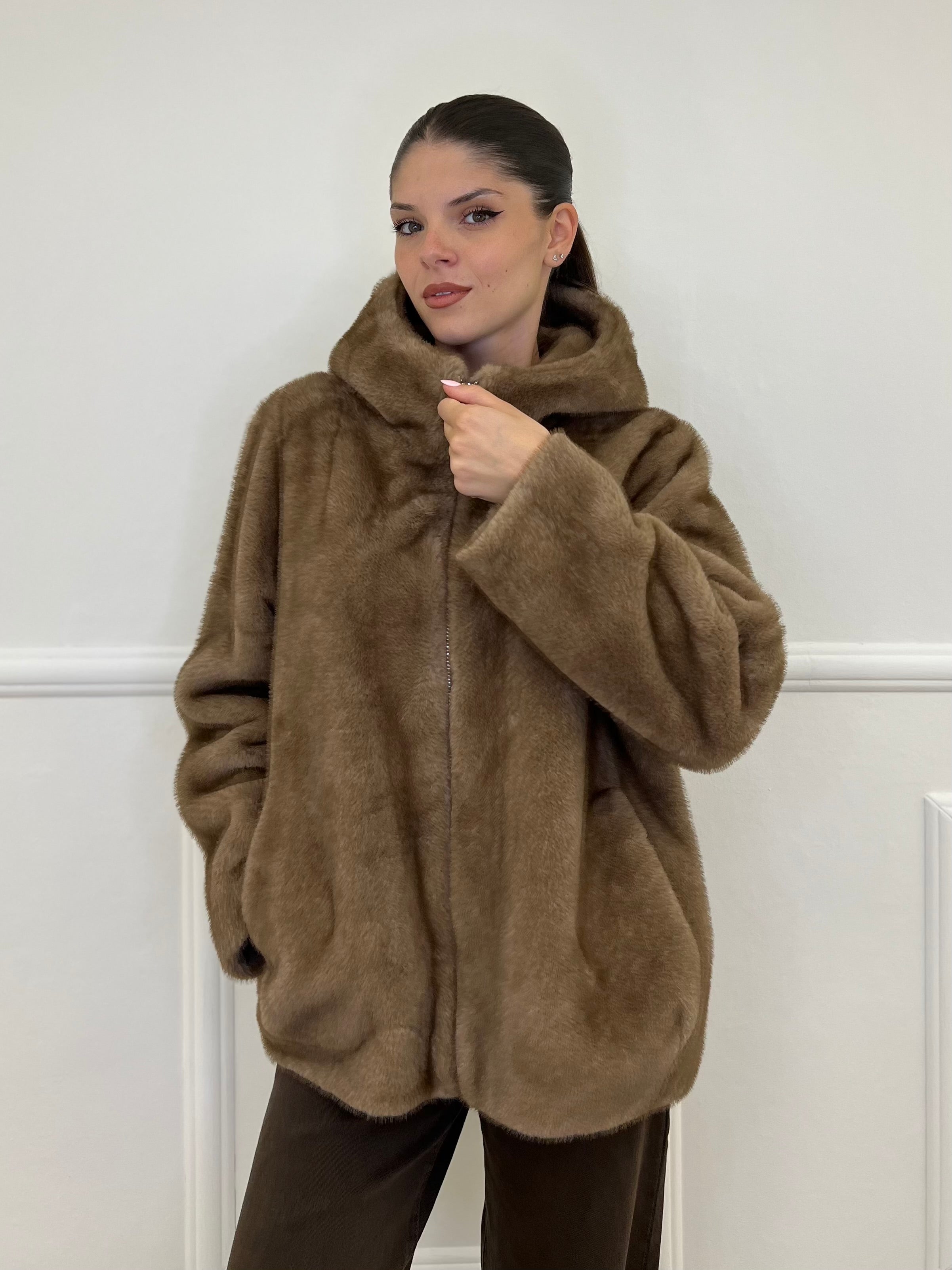 Pelliccia Cappuccio 007 Mocha - Bazar Abbigliamento