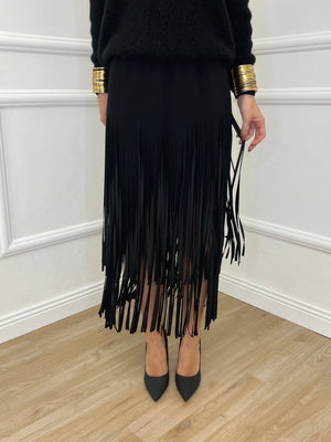 Viscose Fringe Skirt 5307 Black