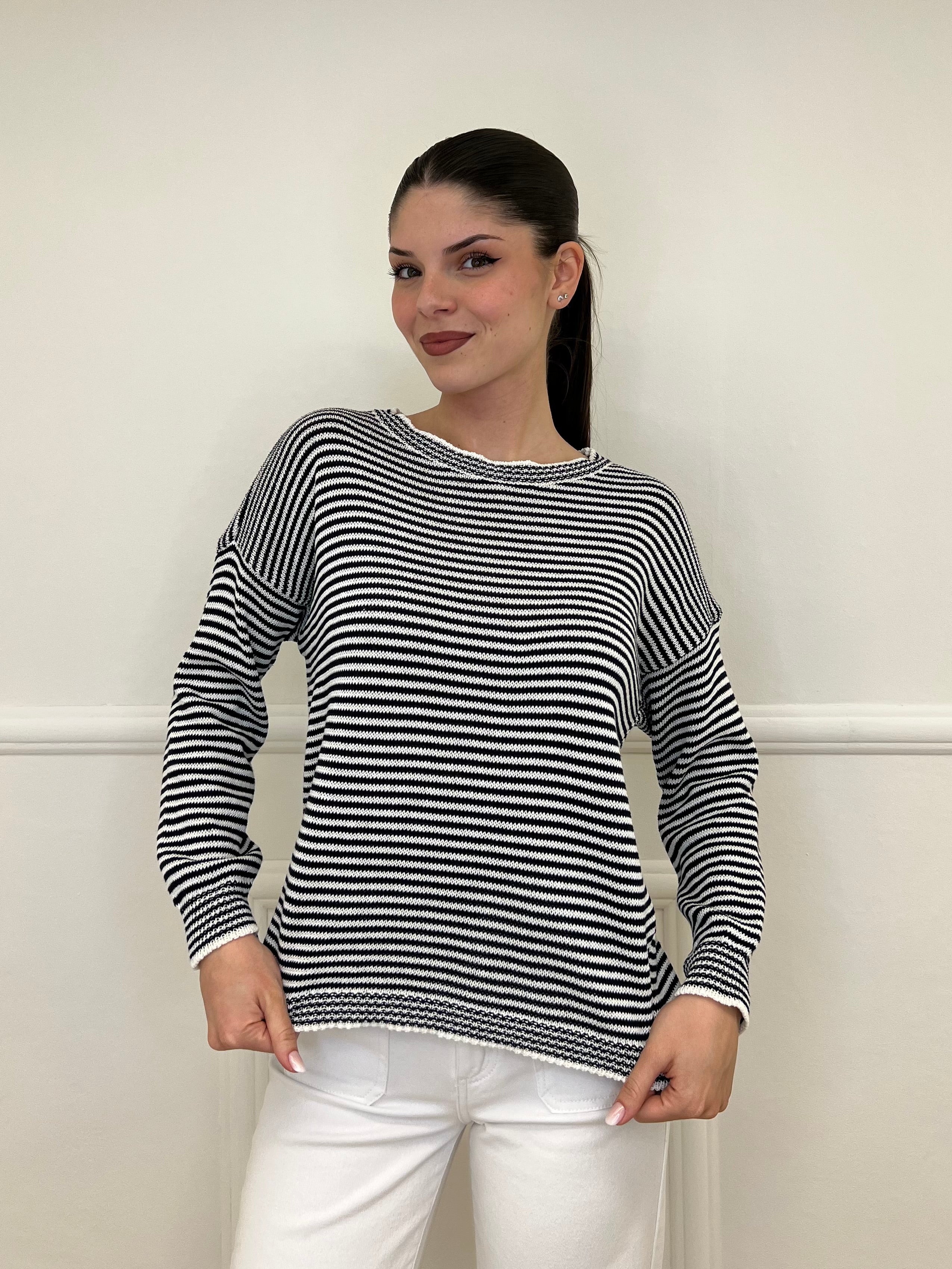 Maglia Righe Cotone 0401 Blu - Bazar Abbigliamento