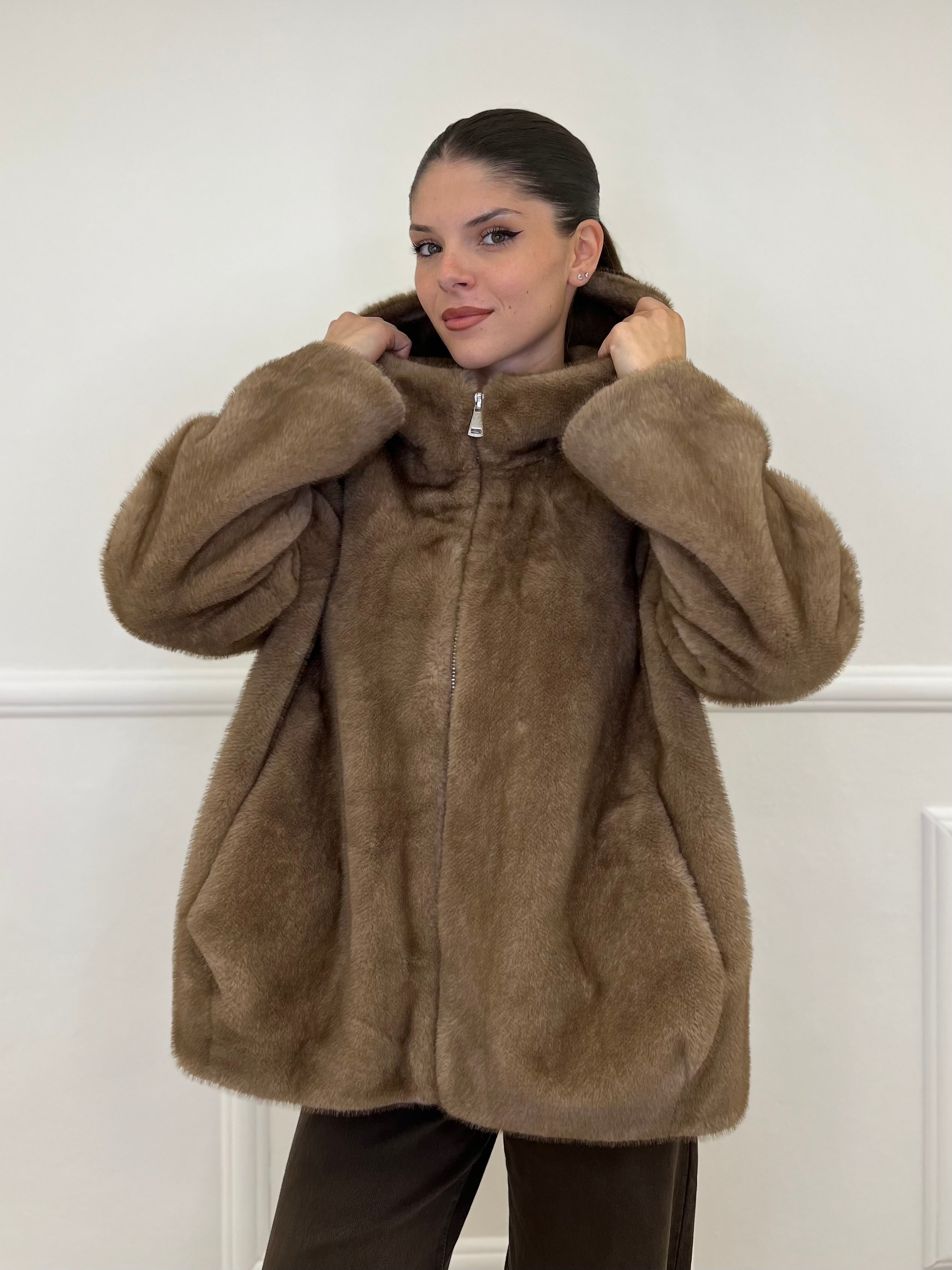 Pelliccia Cappuccio 007 Mocha - Bazar Abbigliamento