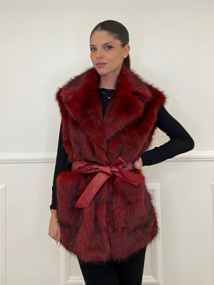Sleeveless Fur Coat 8672 Bordeaux