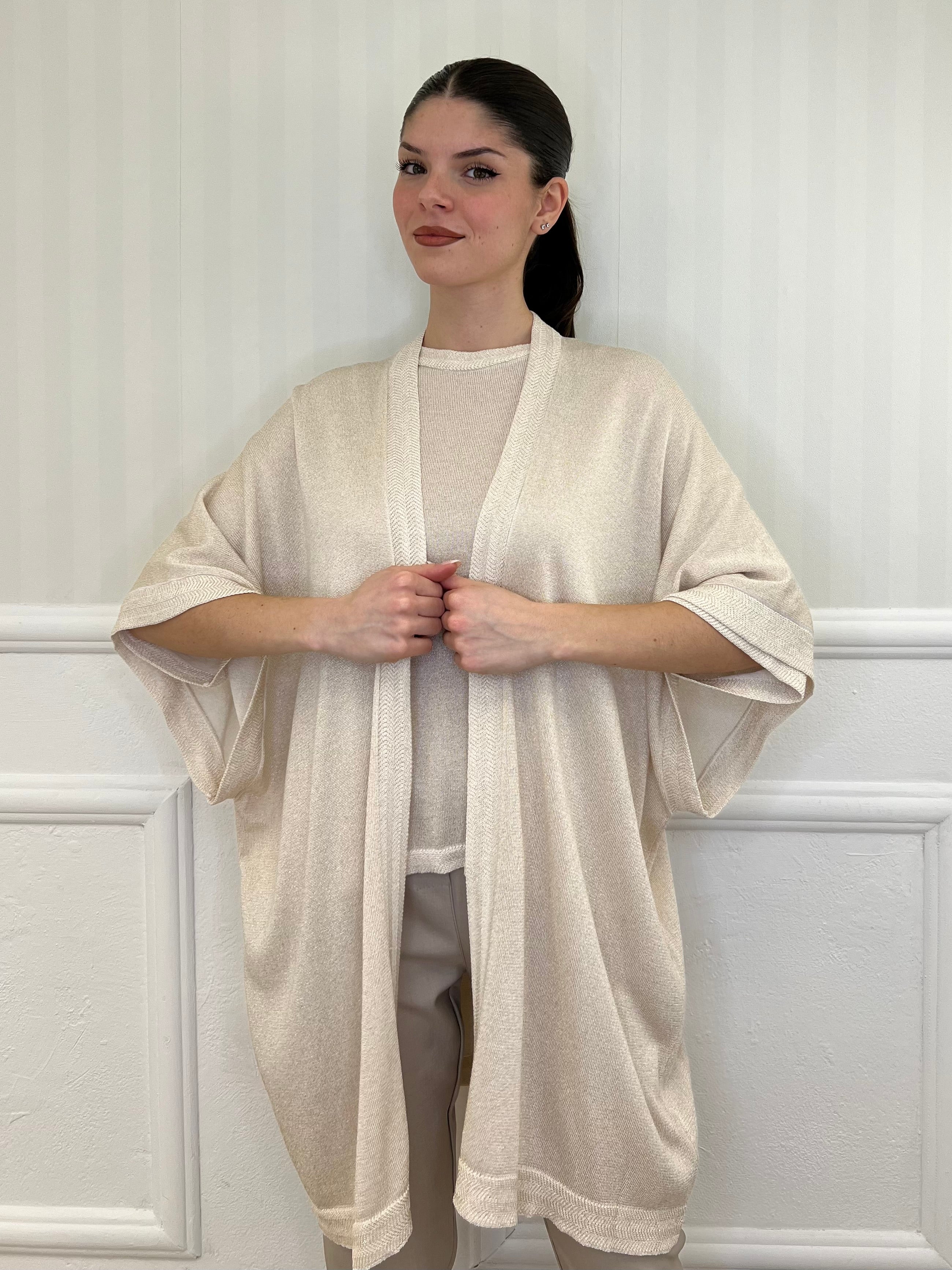 Cardigan in Lurex 88079 Sabbia - Bazar Abbigliamento