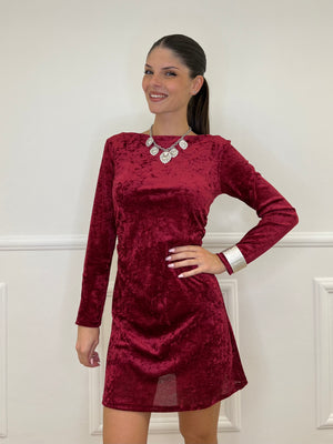 2704 Bordeaux Velour Dress