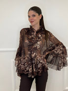 Camicia Jabot Fantasia 4525 Caffè - Bazar Abbigliamento