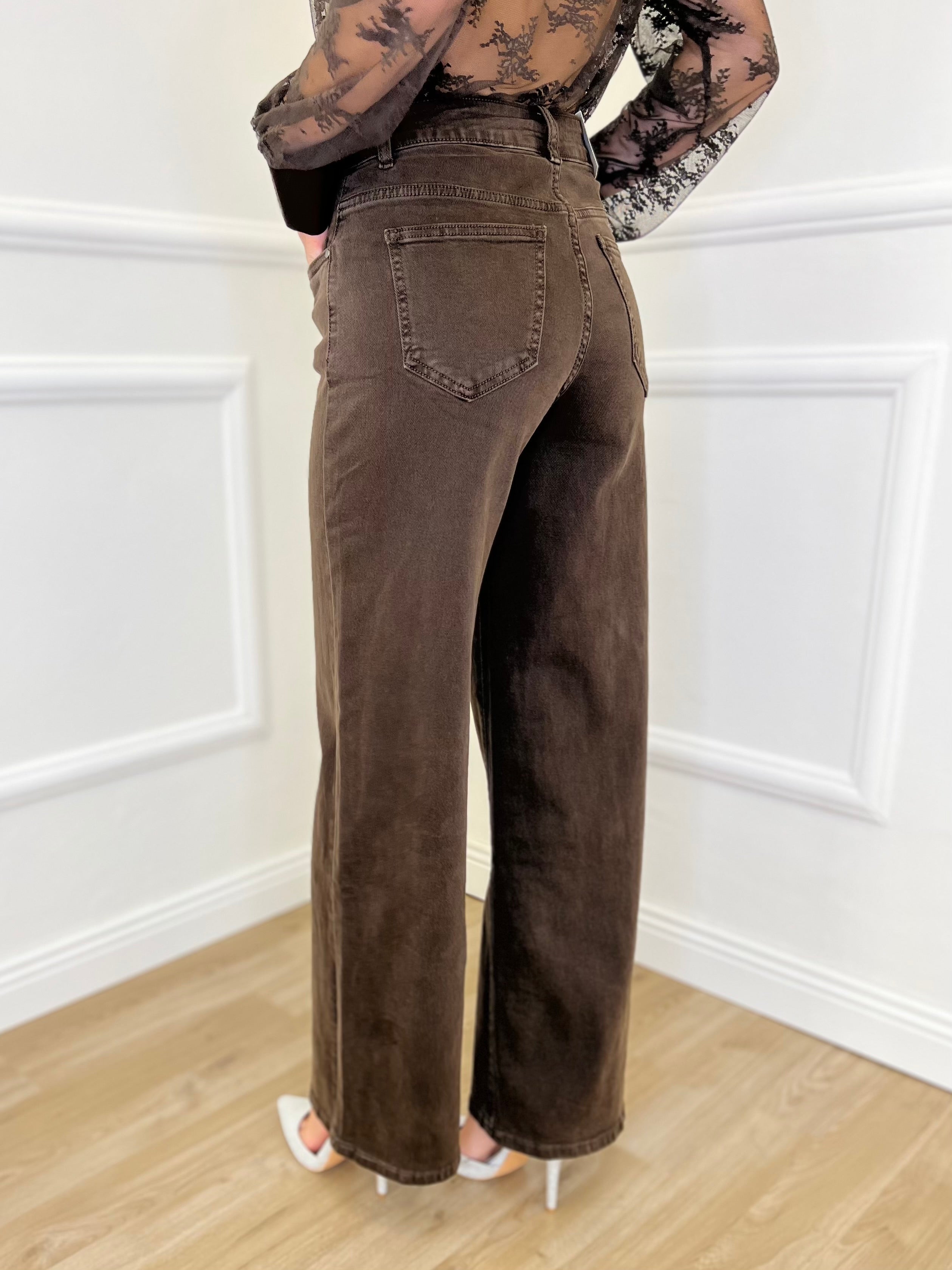 Jeans Palazzo T1001 Caffè - Bazar Abbigliamento