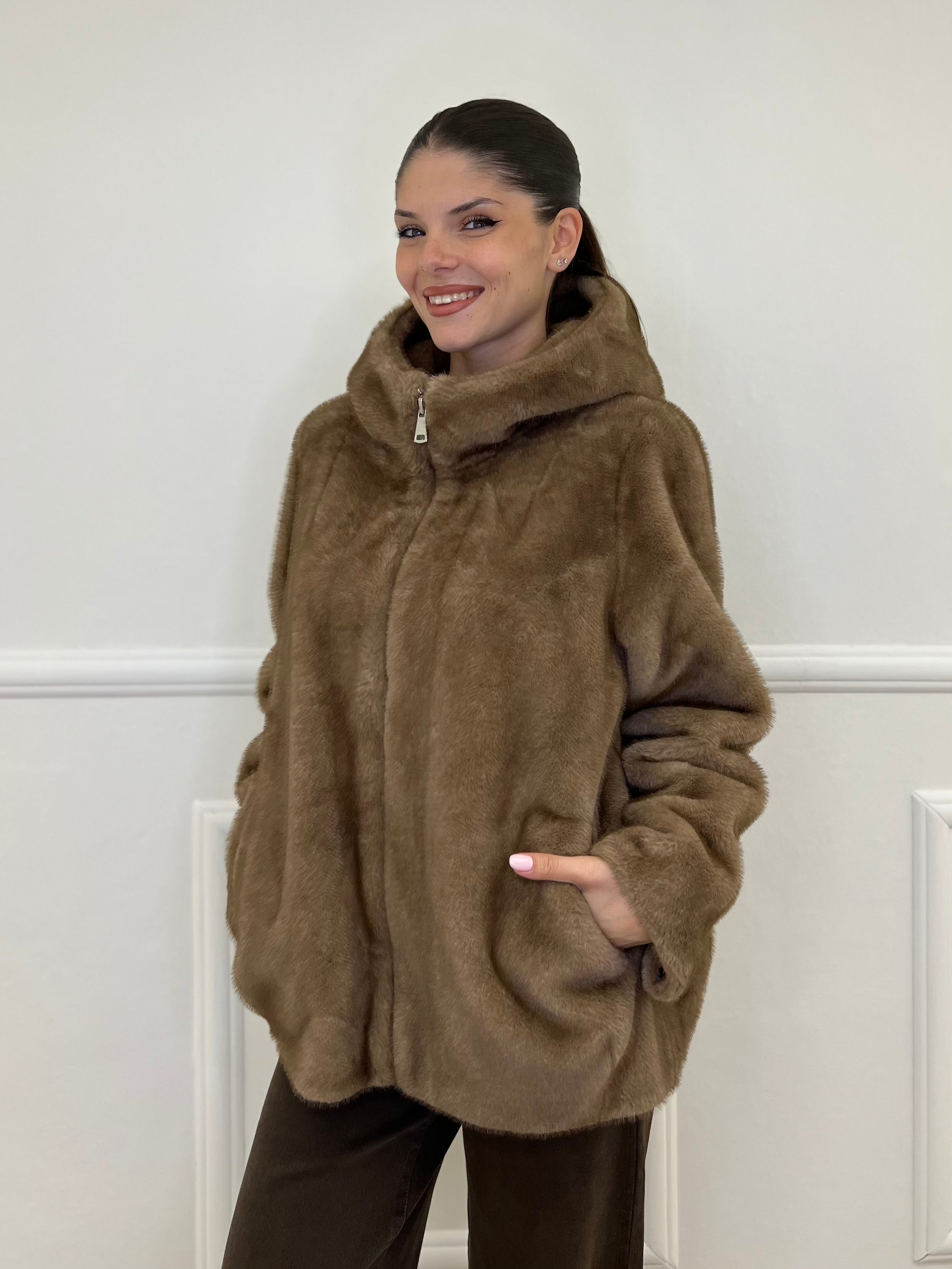 Pelliccia Cappuccio 007 Mocha - Bazar Abbigliamento