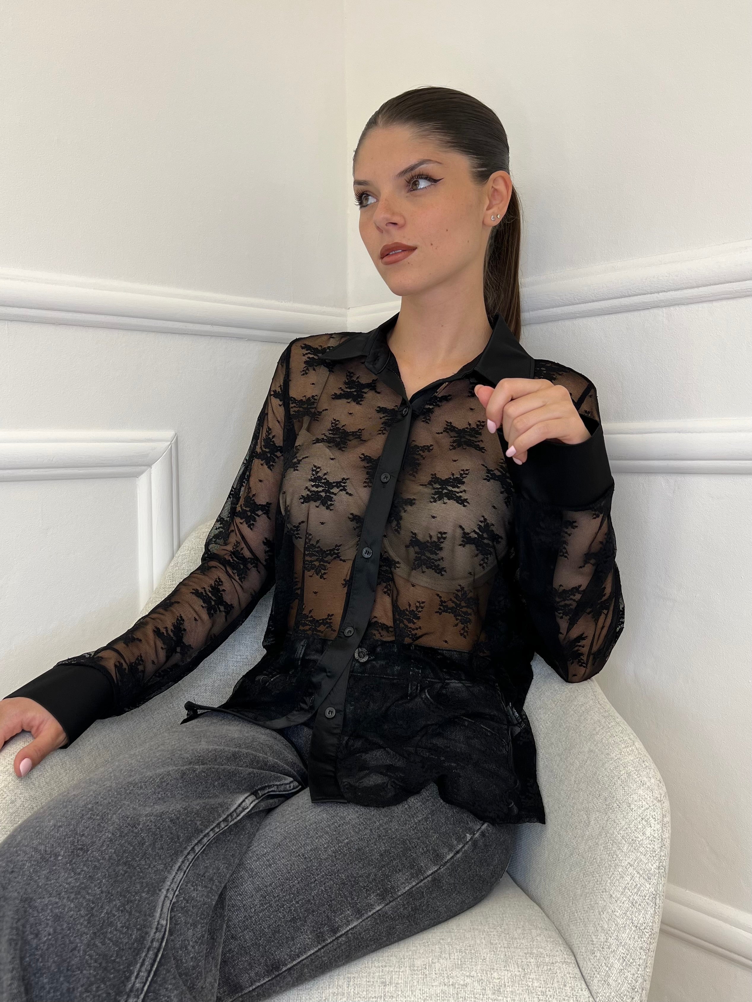Camicia Pizzo 3160 Nero - Bazar Abbigliamento