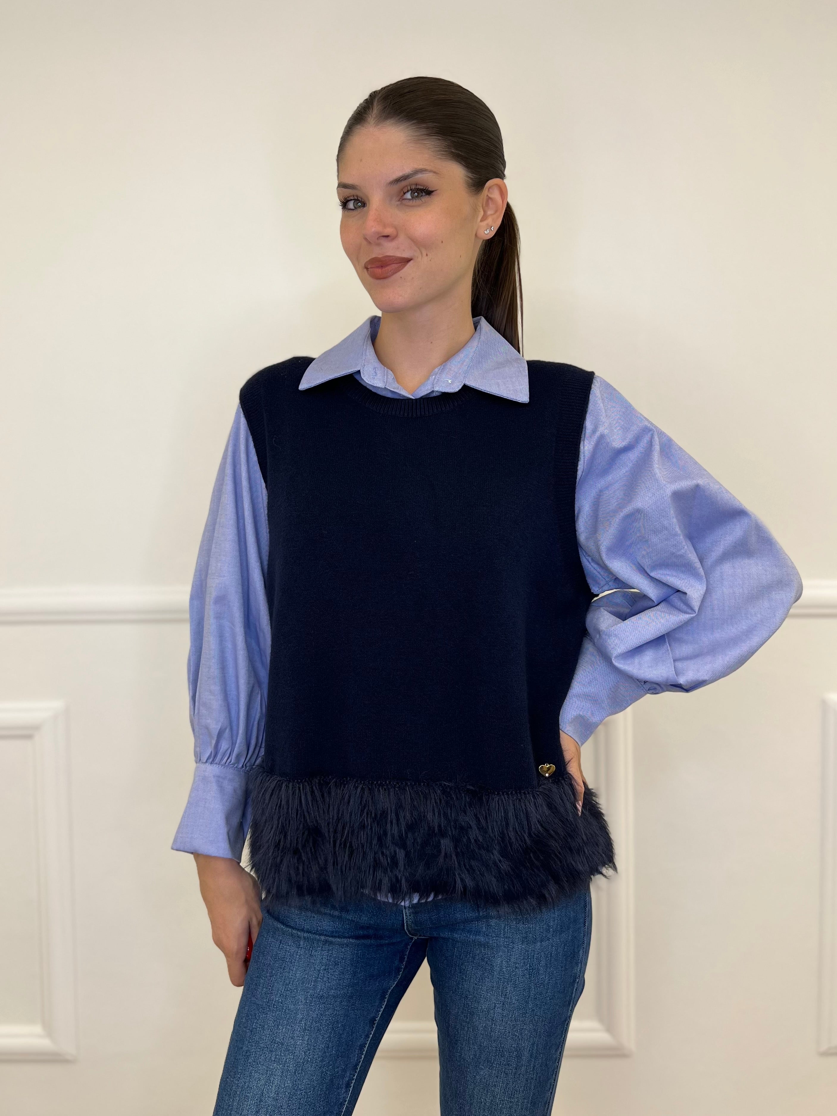 Maglia Smanicata Fondo Fluffy J28116 - Bazar Abbigliamento