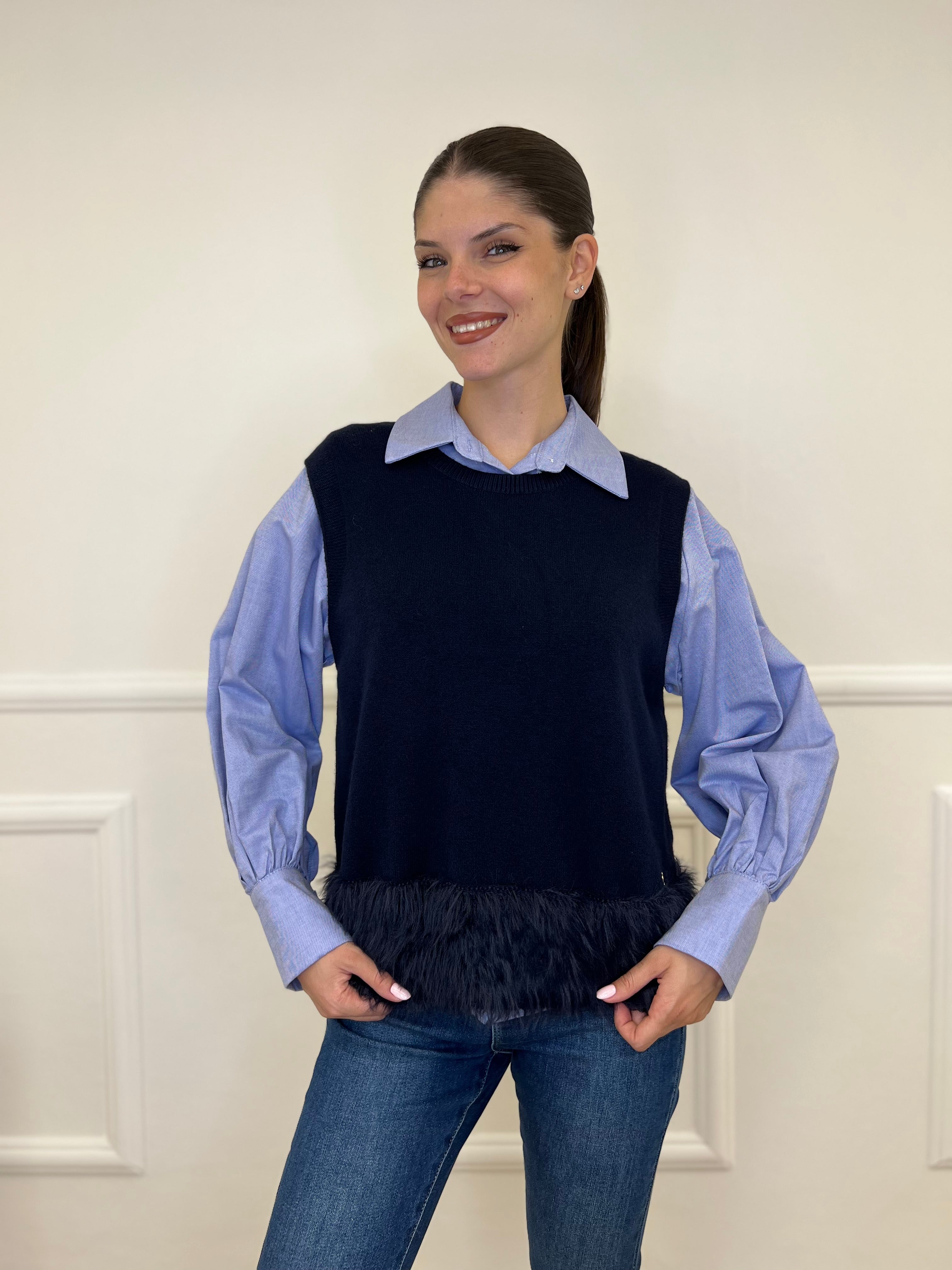 Maglia Smanicata Fondo Fluffy J28116 - Bazar Abbigliamento