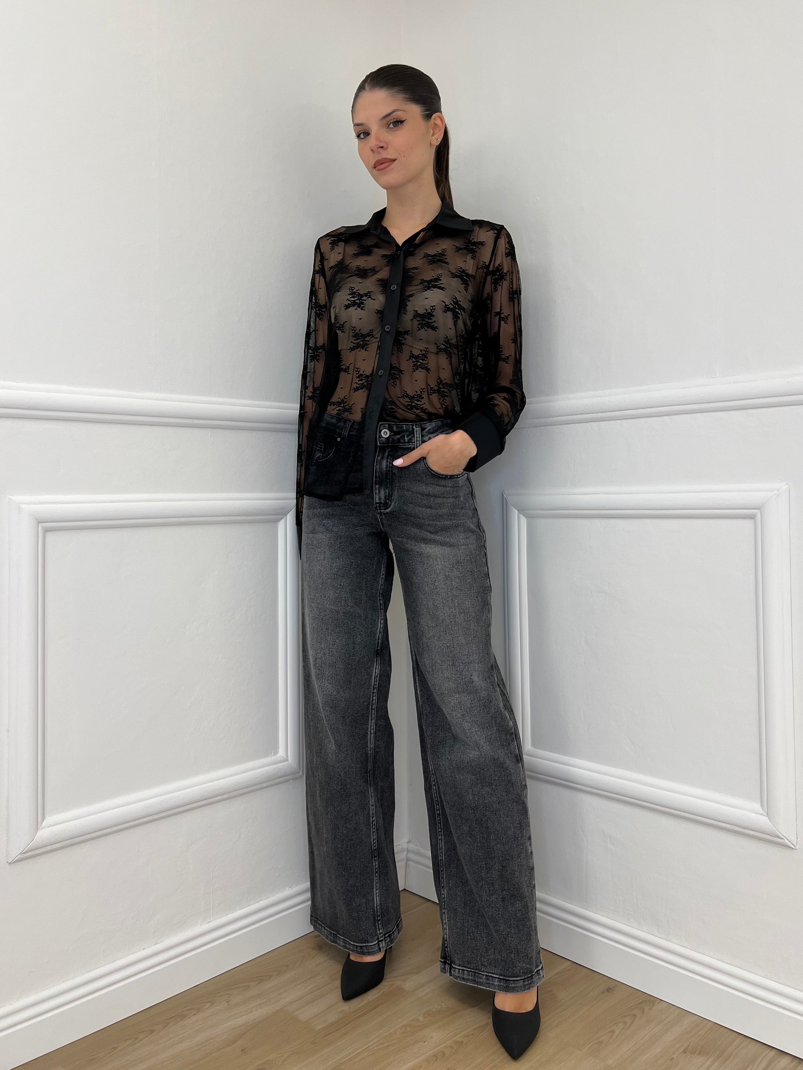 Camicia Pizzo 3160 Nero - Bazar Abbigliamento