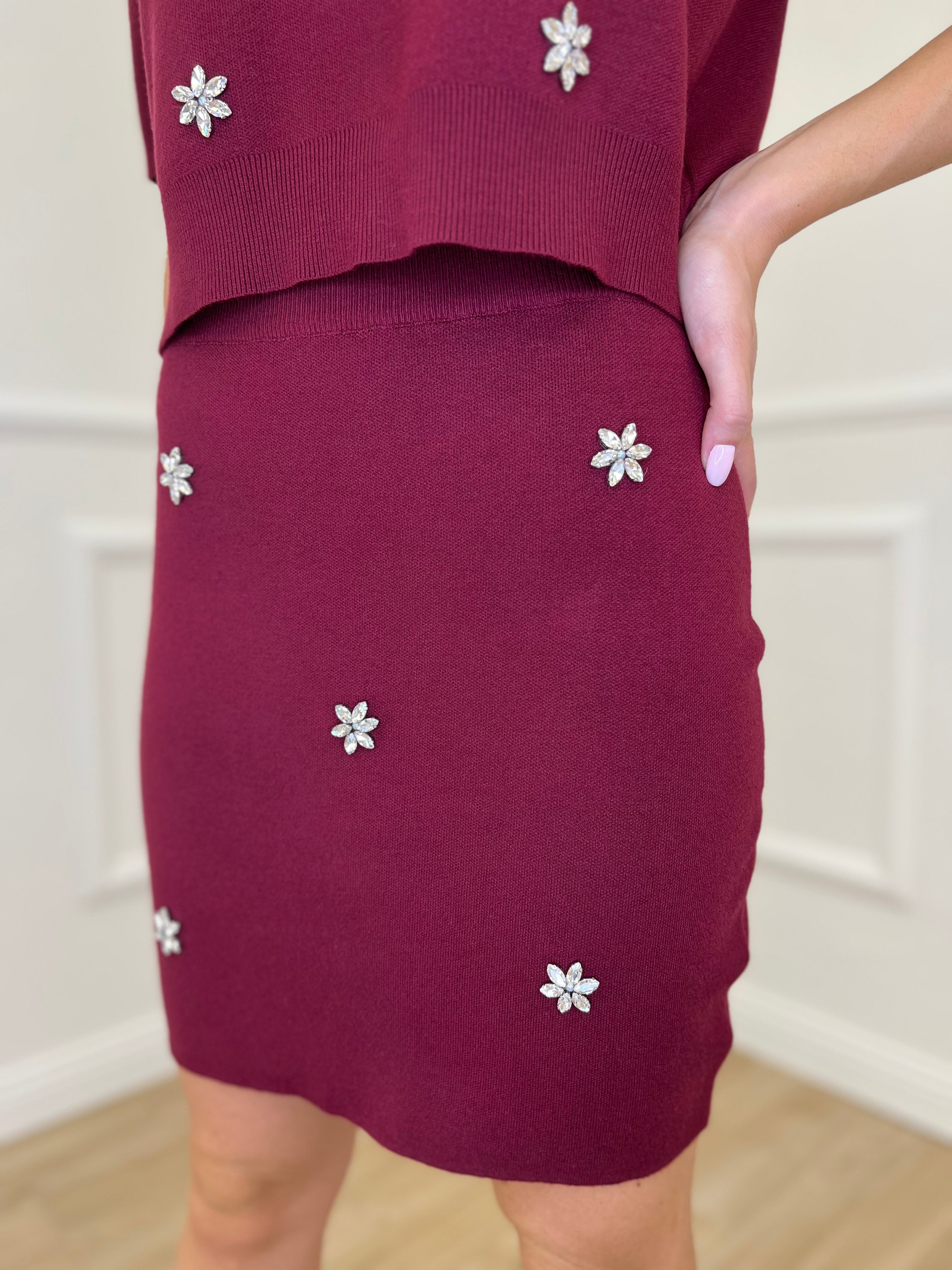 Completo Gonna Cristalli 5502 Bordeaux - Bazar Abbigliamento