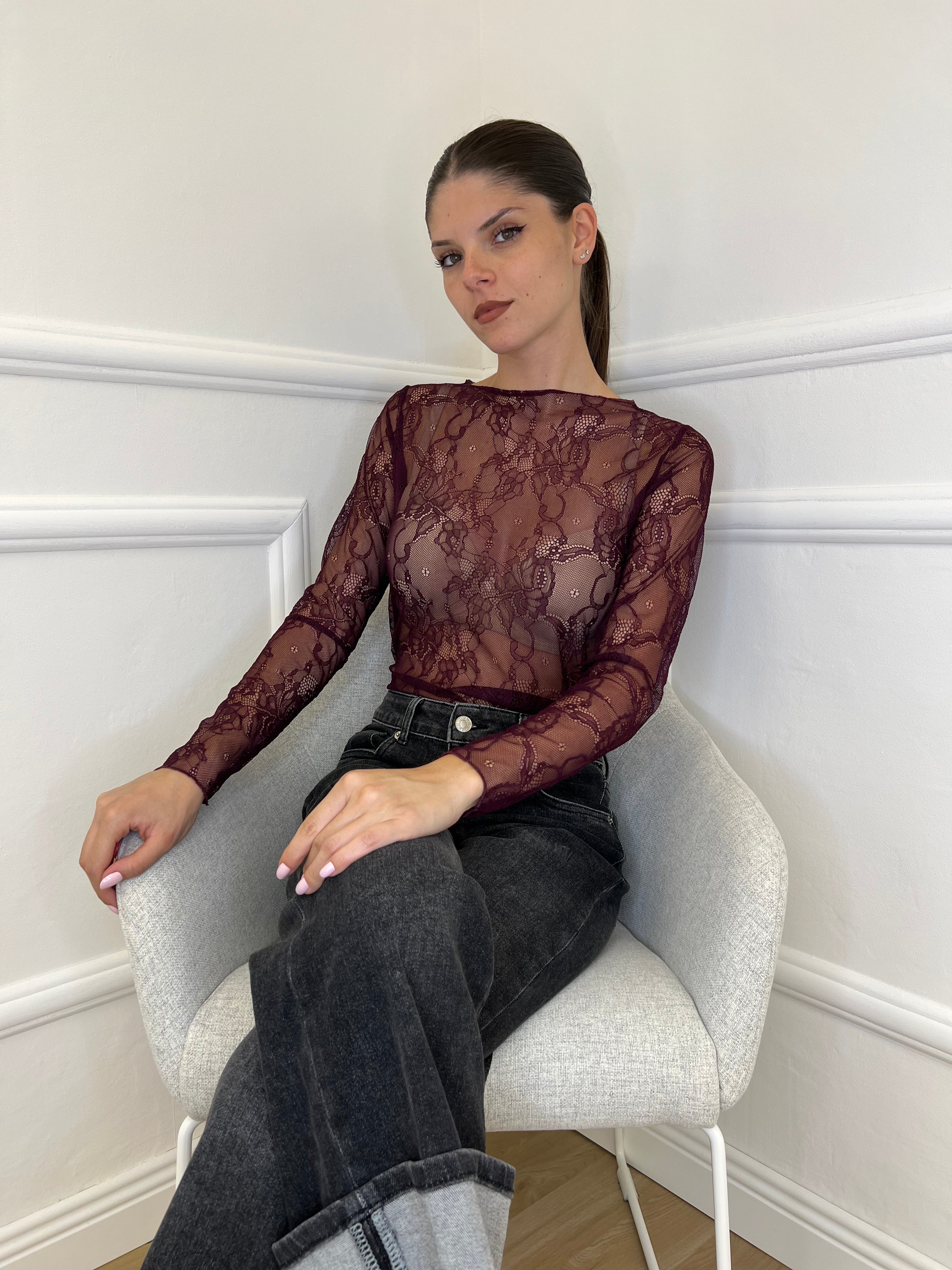 Maglia Pizzo MM188 Burgundy - Bazar Abbigliamento
