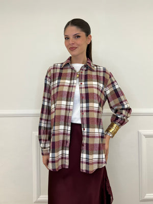 Nova Check Shirt A35-1 Burgundy