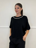 Maglia Scatoletta Cristalli 55672 Nero - Bazar Abbigliamento