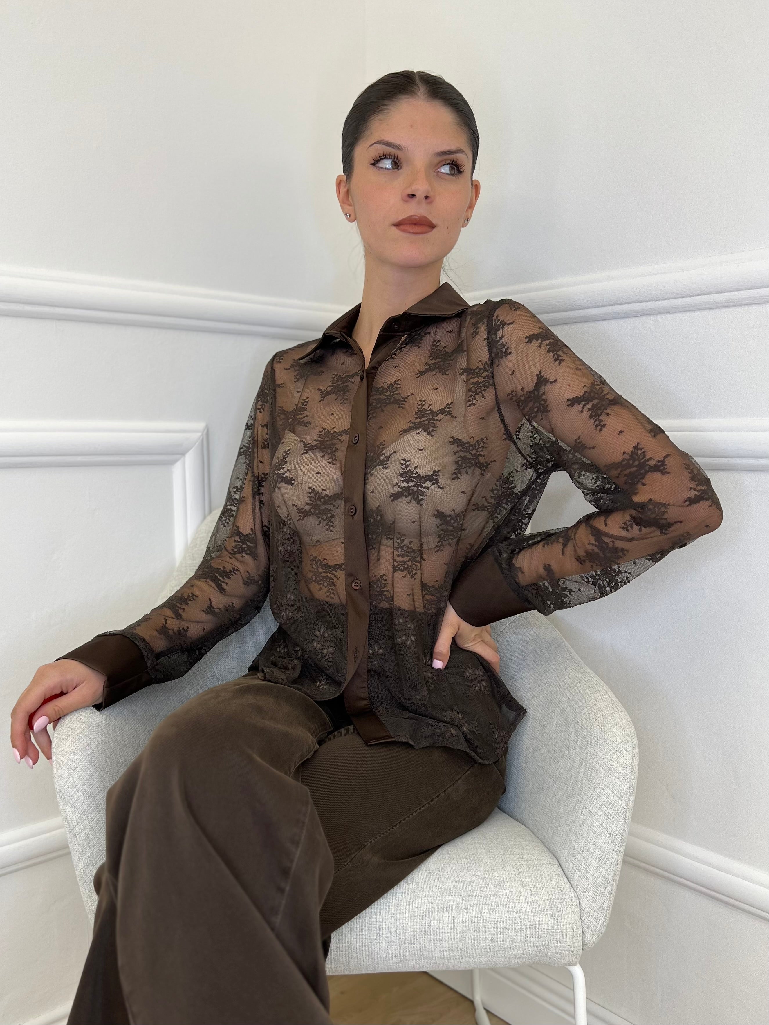 Camicia Pizzo 3160 Caffè - Bazar Abbigliamento