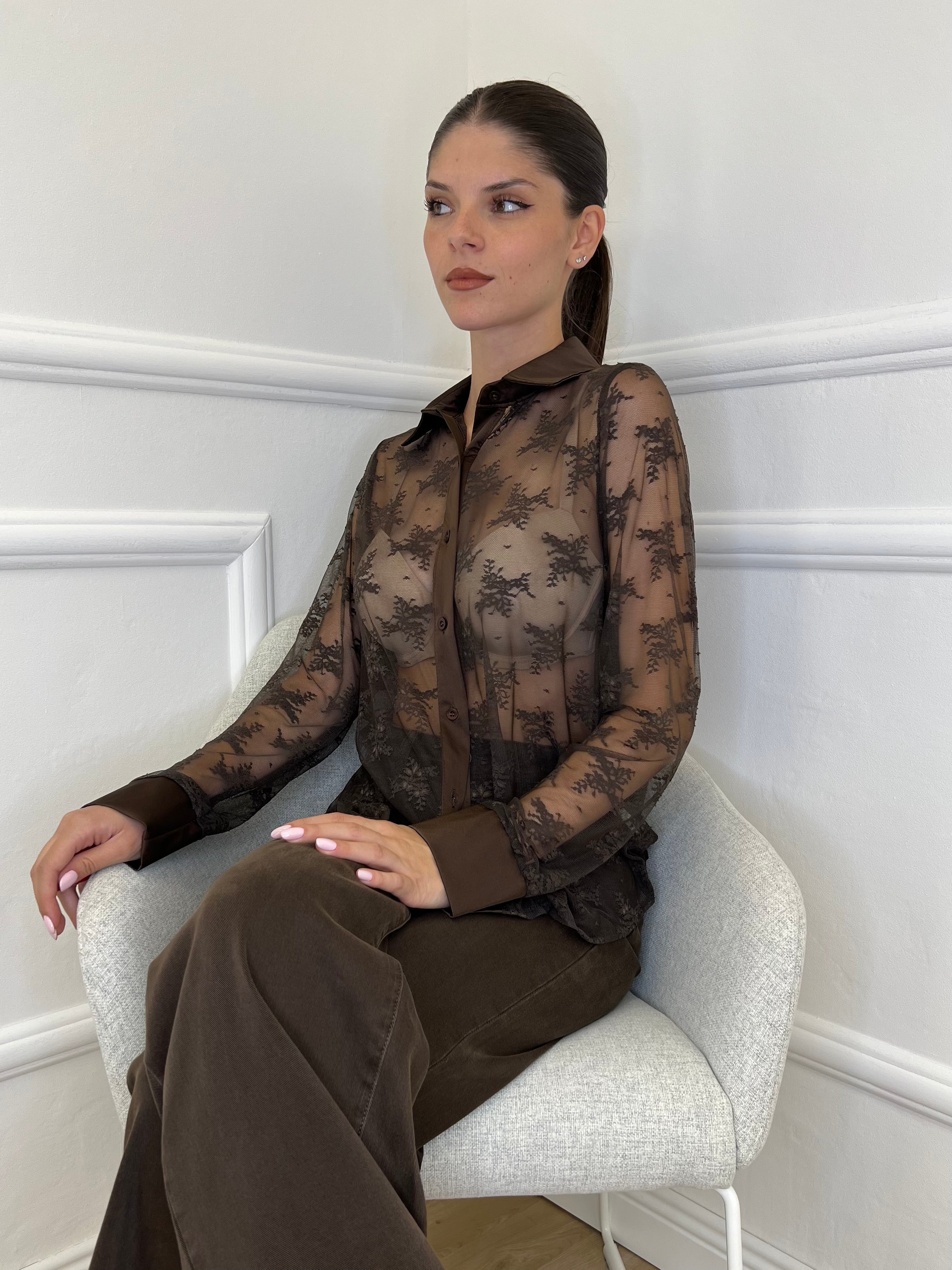 Camicia Pizzo 3160 Caffè - Bazar Abbigliamento