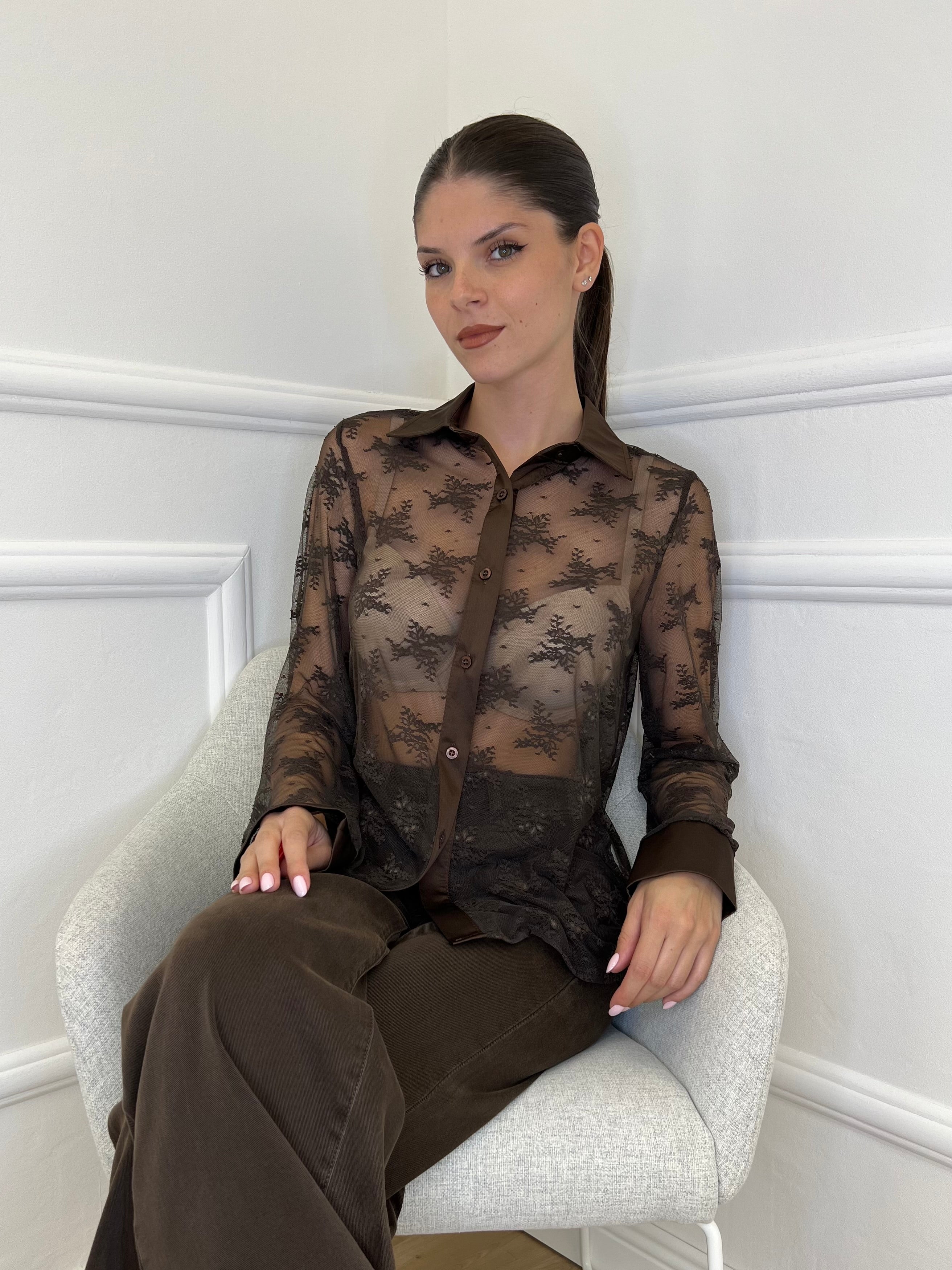 Camicia Pizzo 3160 Caffè - Bazar Abbigliamento