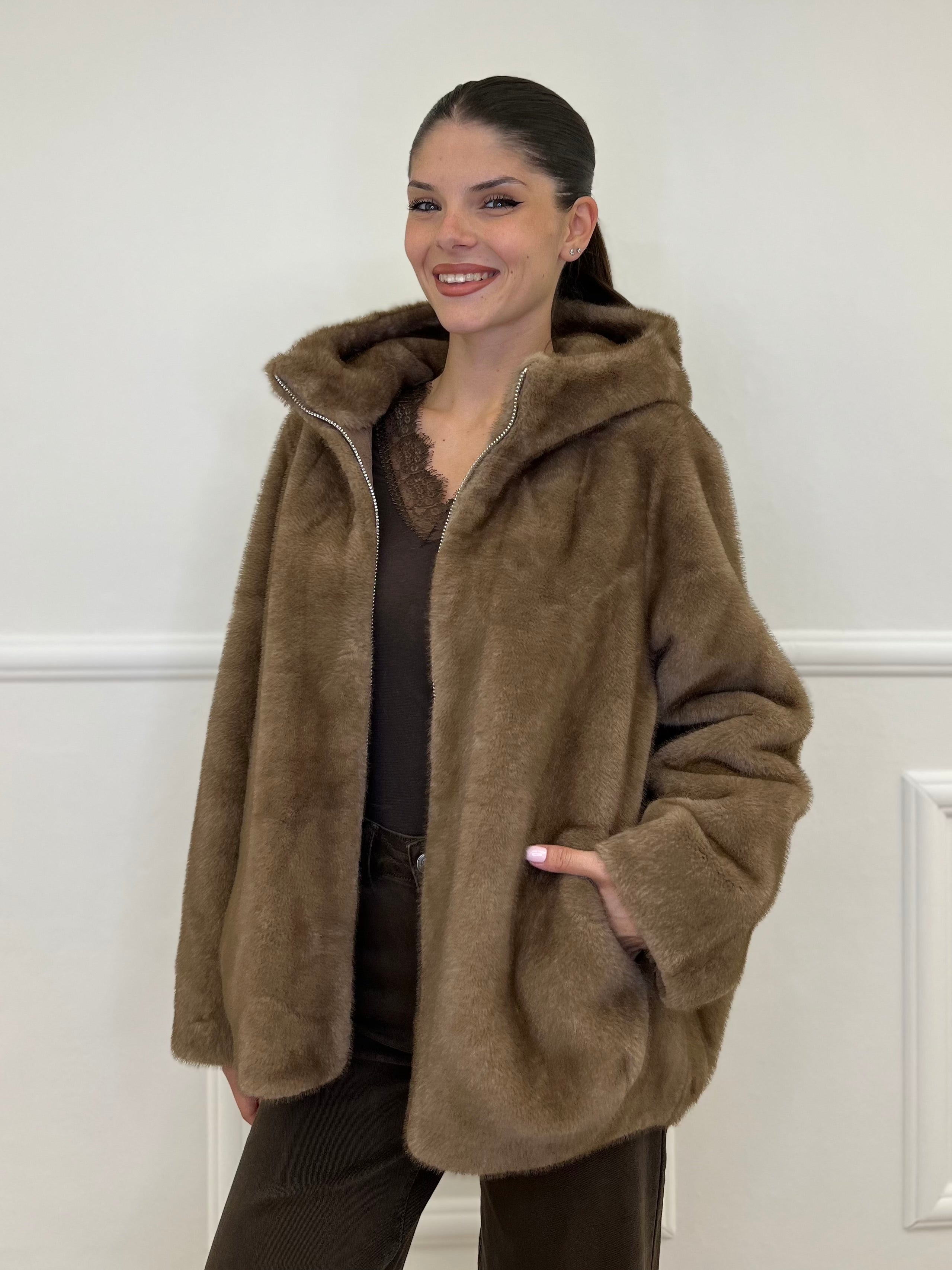 Pelliccia Cappuccio 007 Mocha - Bazar Abbigliamento