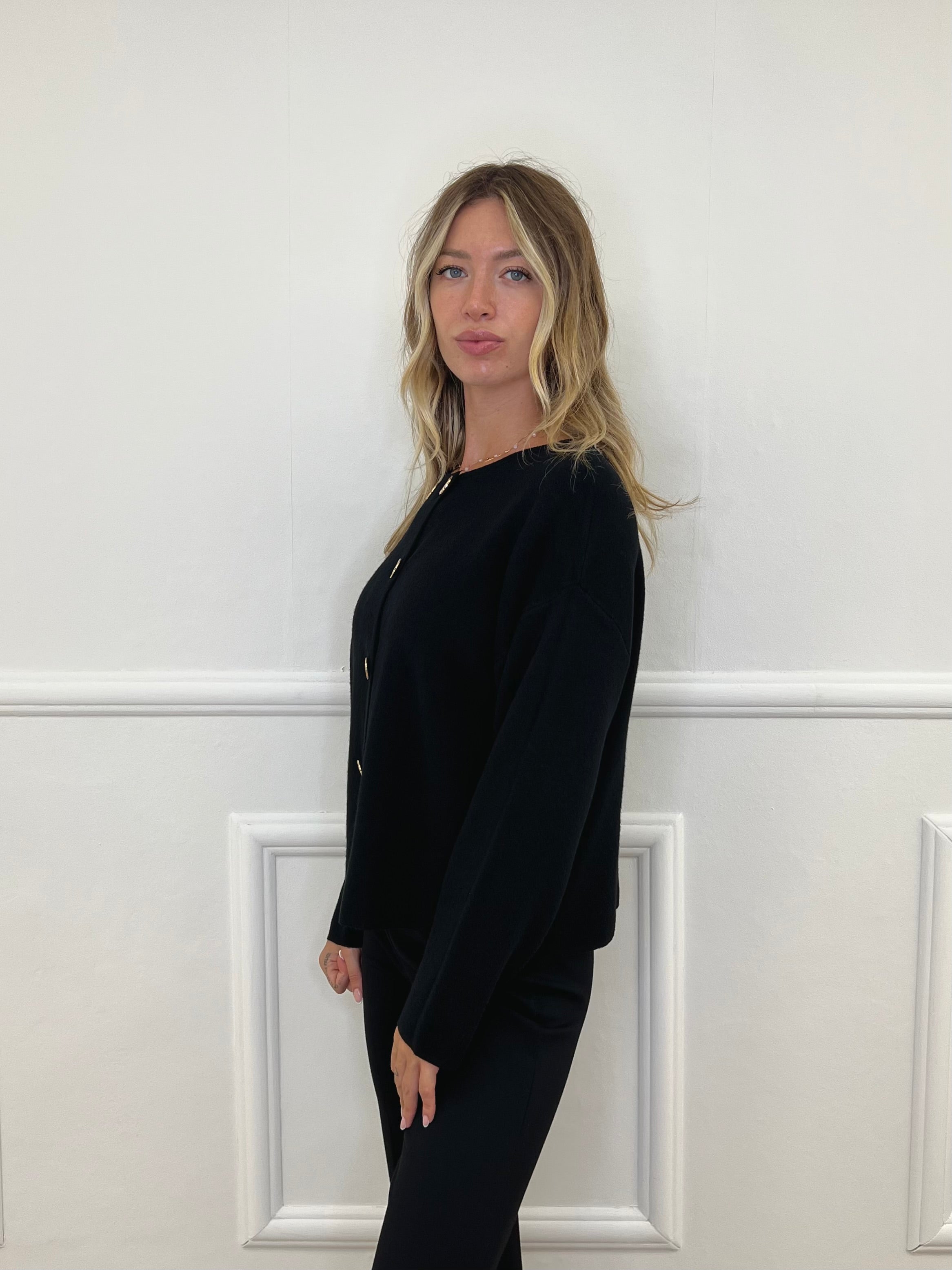 Cardigan Coreana Bottoni 7370 Nero