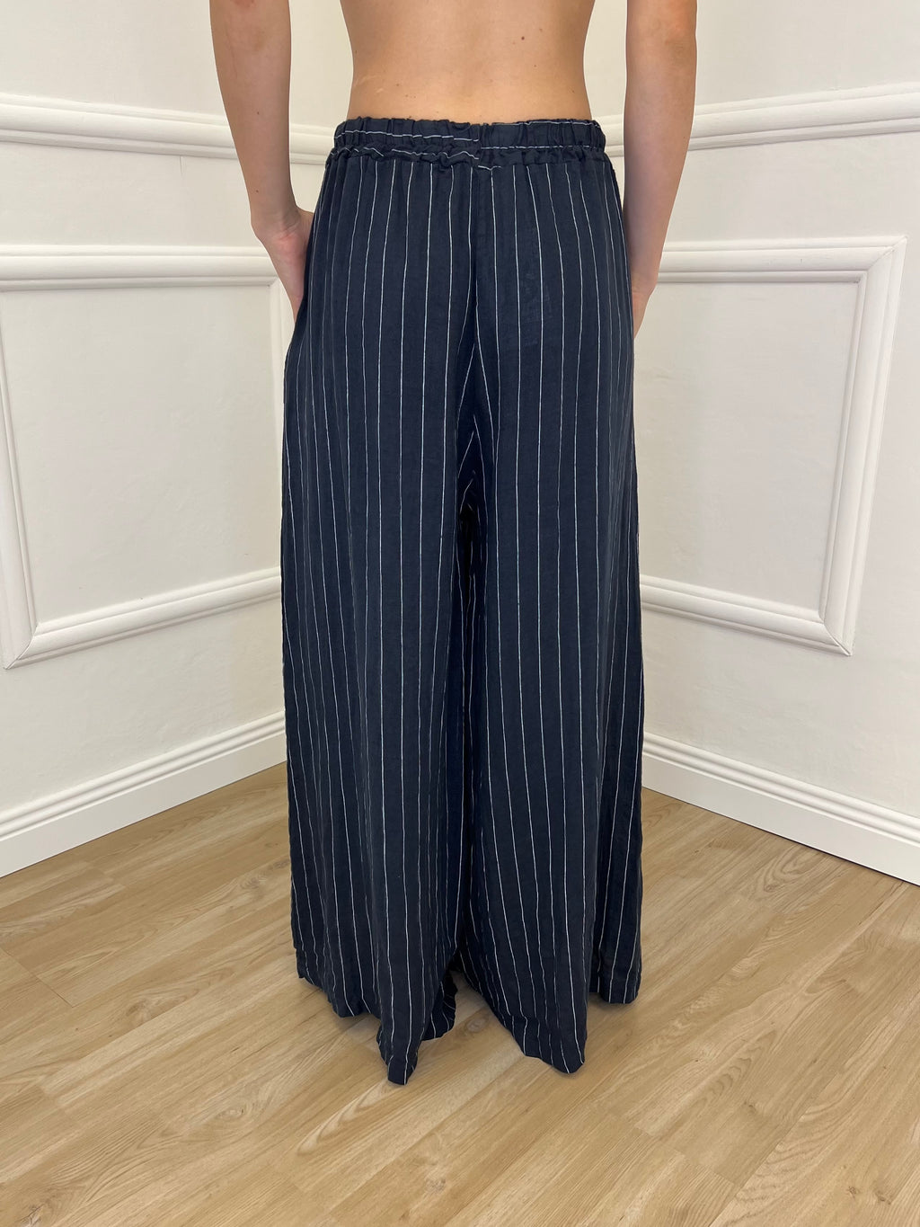 Pantalone Lino Gessato 10412 Blu
