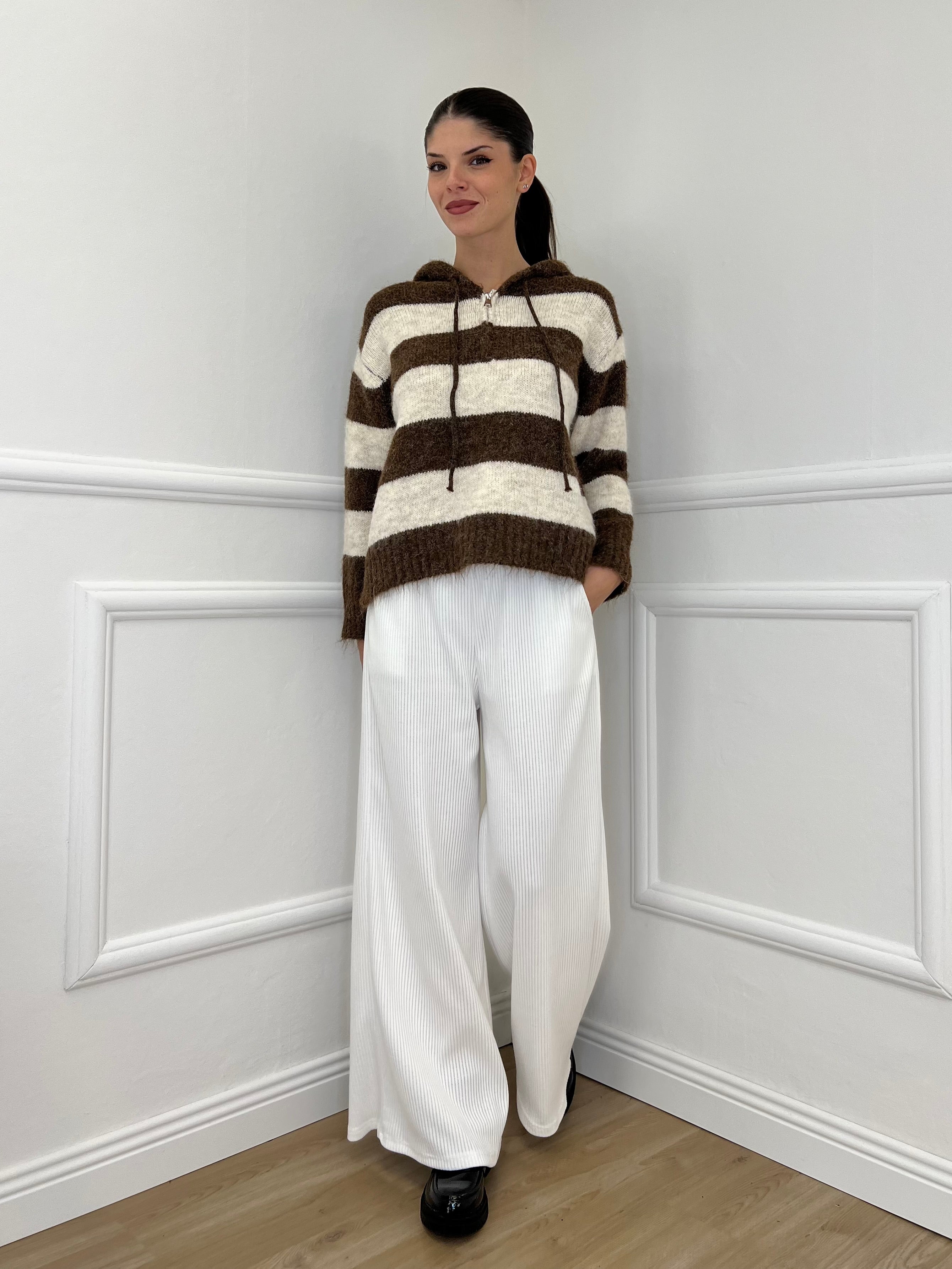 Felpa Mohair Righe 26001 Marrone