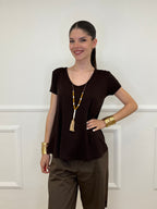 Maglia Over Viscosa 22225 Marrone