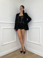 Top Bustier in Pizzo 7358 Nero