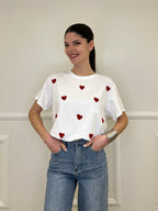 T-shirt Over Con Ricamo Cuori 12659