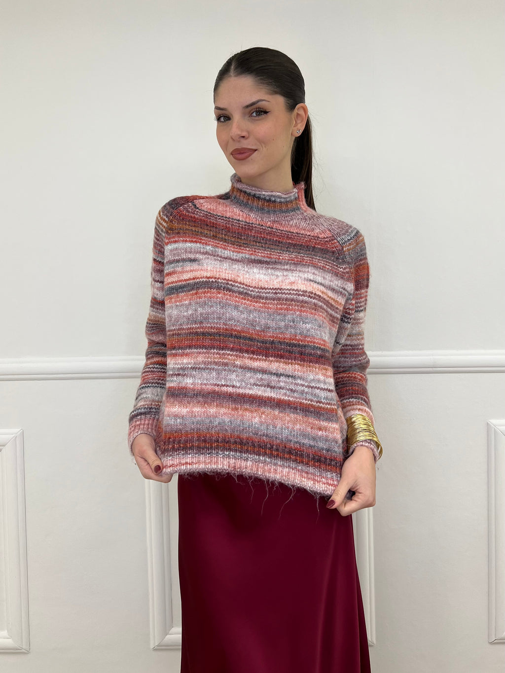 Maglia Vulcano Multicolor 25206 Burgundy