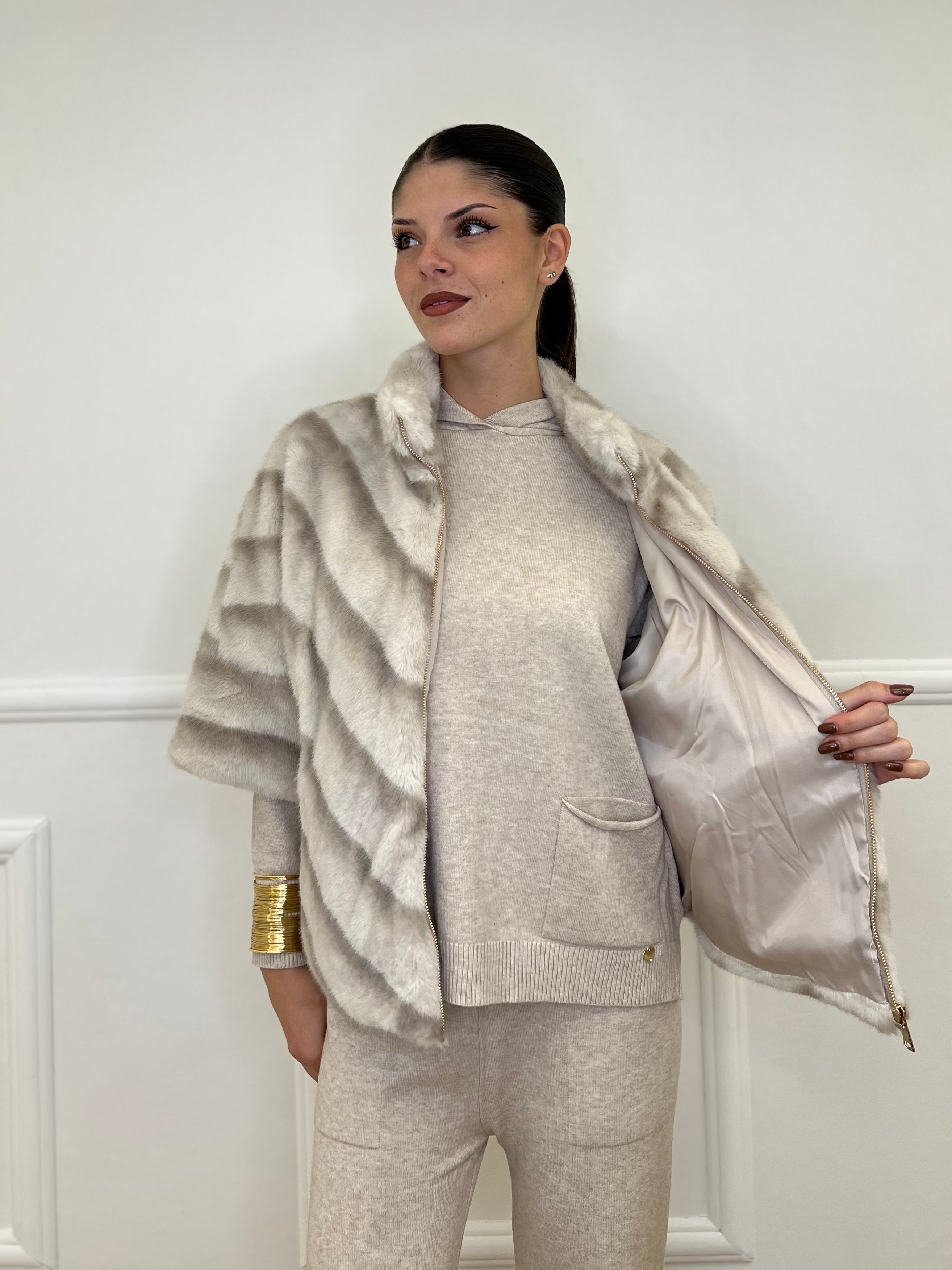 Pelliccia Chevron C037 Ecru