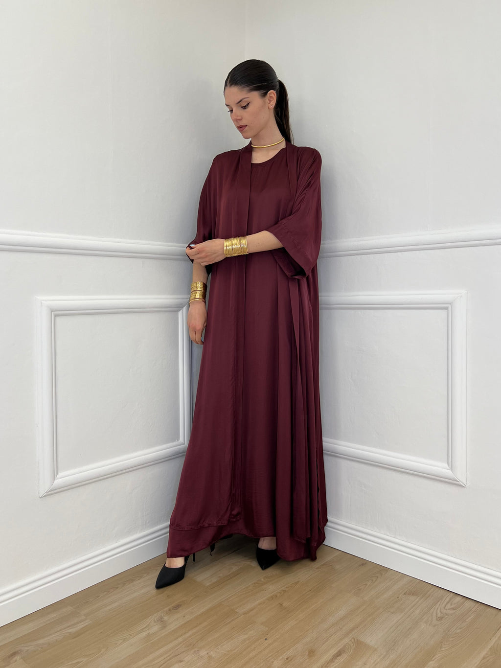 Maxi Cardigan Seta e Viscosa 2603 Burgundy