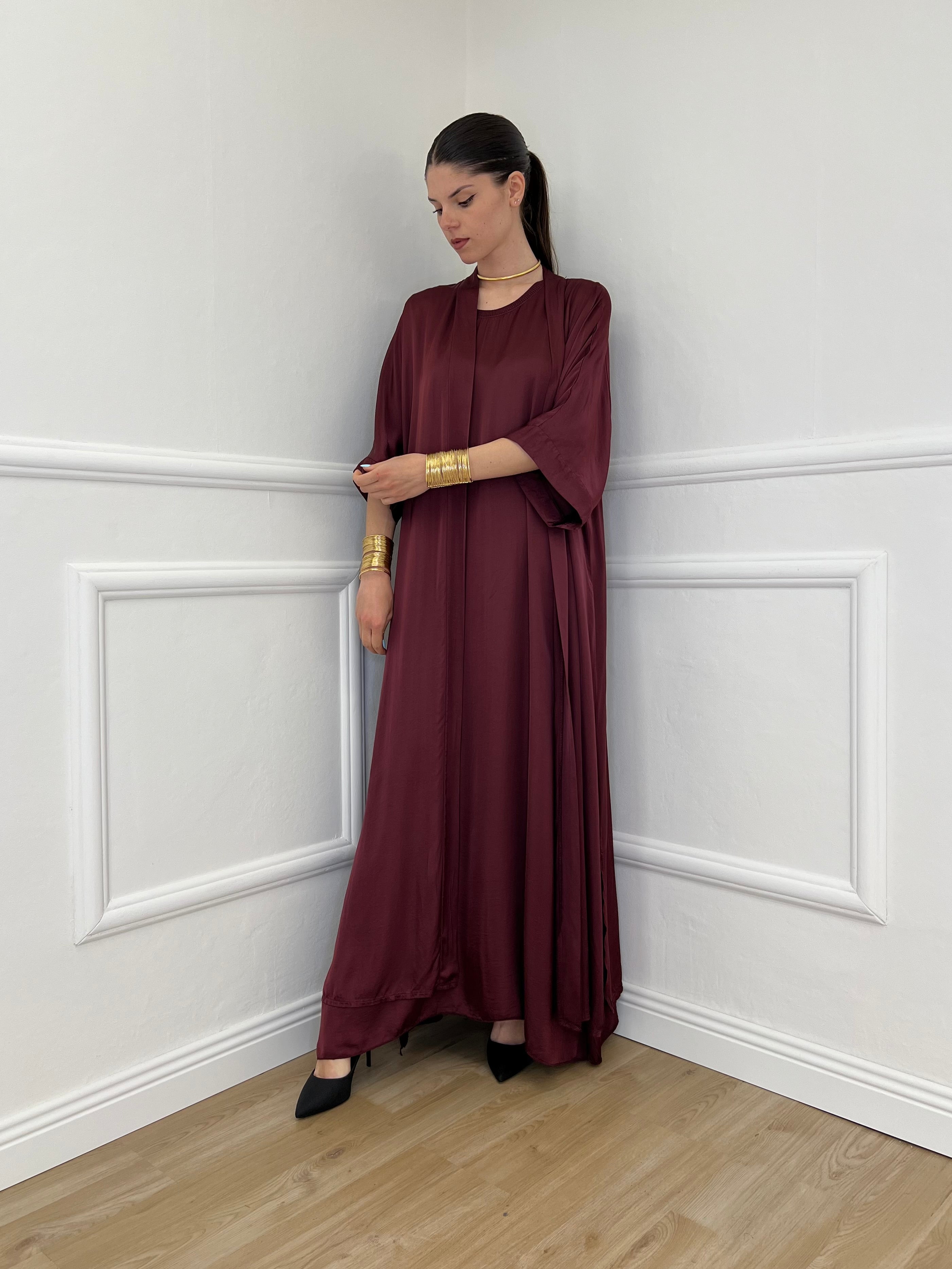Maxi Cardigan Seta e Viscosa 2603 Burgundy