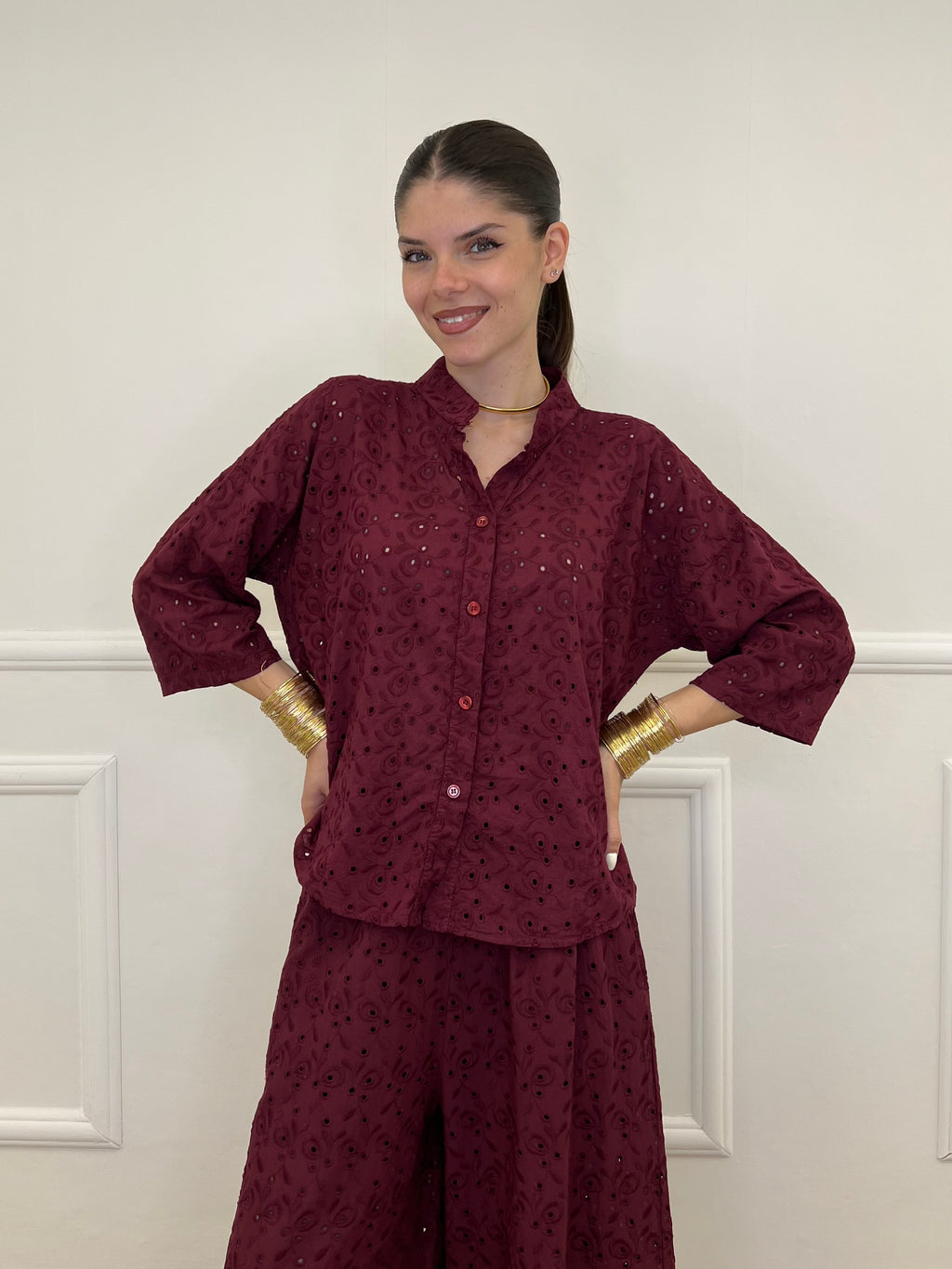 Camicia Coreana Sangallo 11392 Burgundy