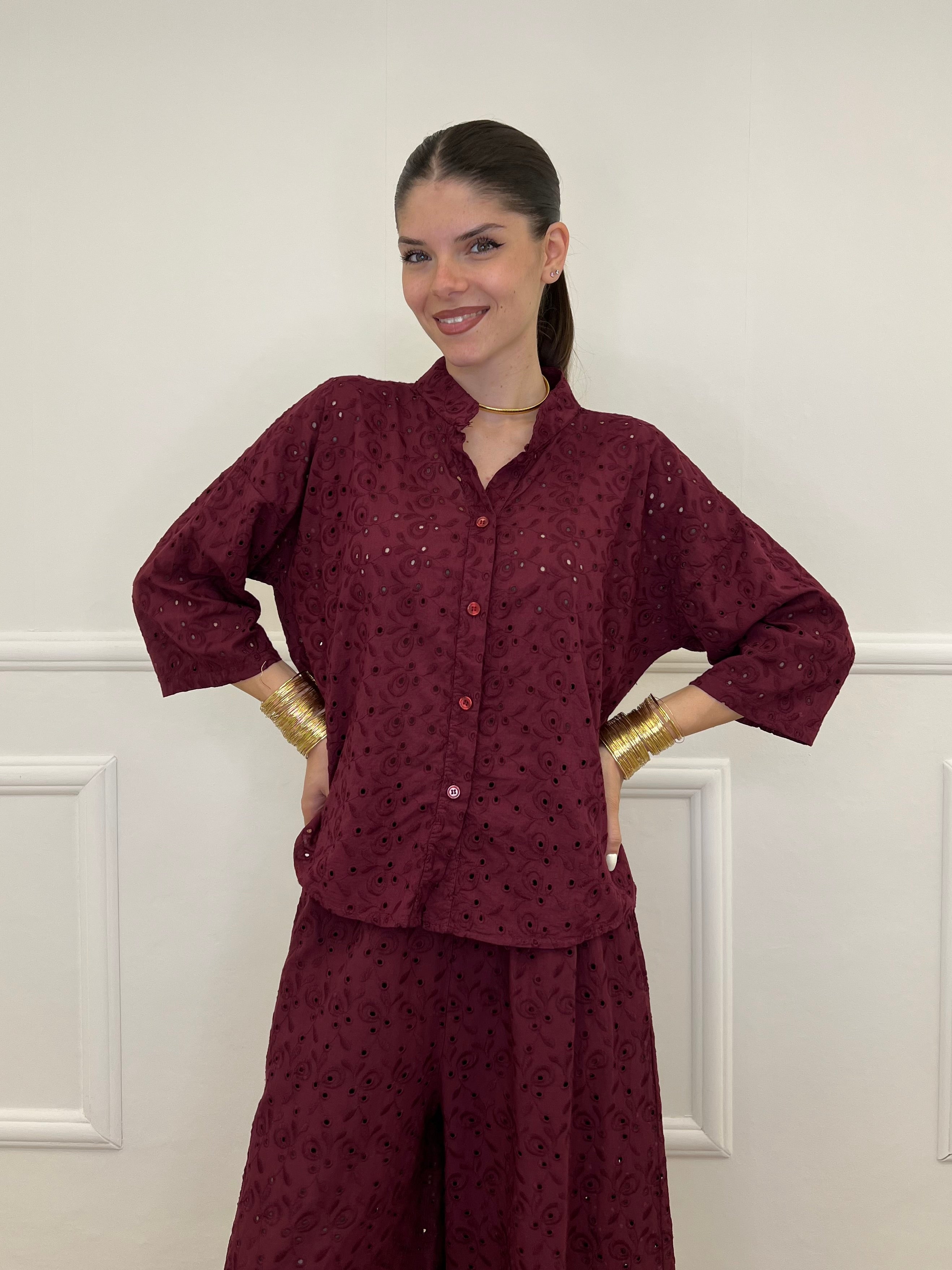 Camicia Coreana Sangallo 11392 Burgundy
