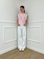 Camicia Smanicata Con Rouches 220-672 Rosa