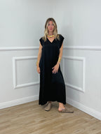 Vestito In Raso di Viscosa A00850 Nero