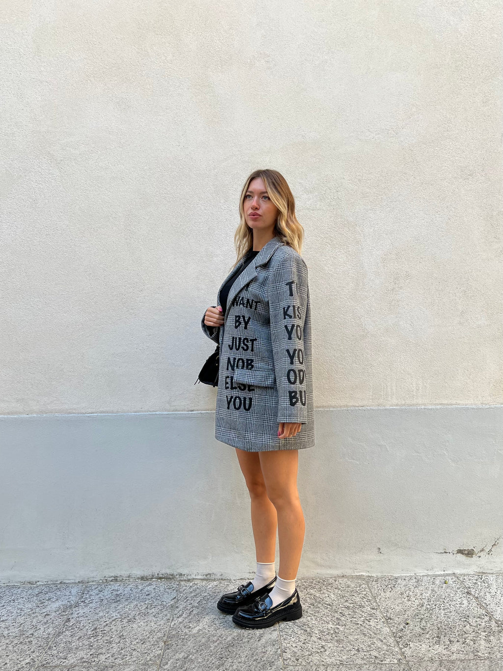Blazer Over Galles Scritte 15978 Grigio