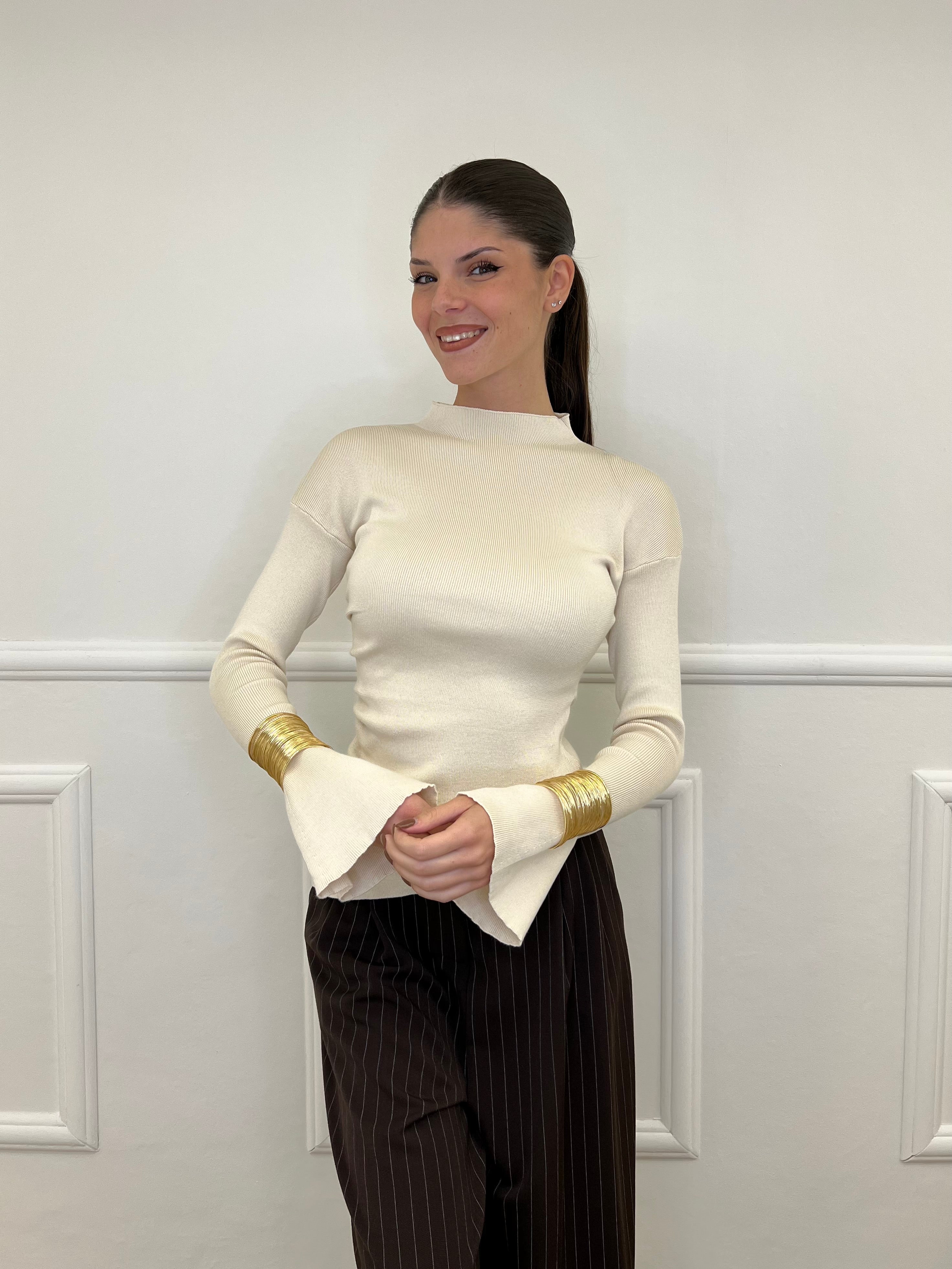 Maglia Drappeggio 081168 Panna