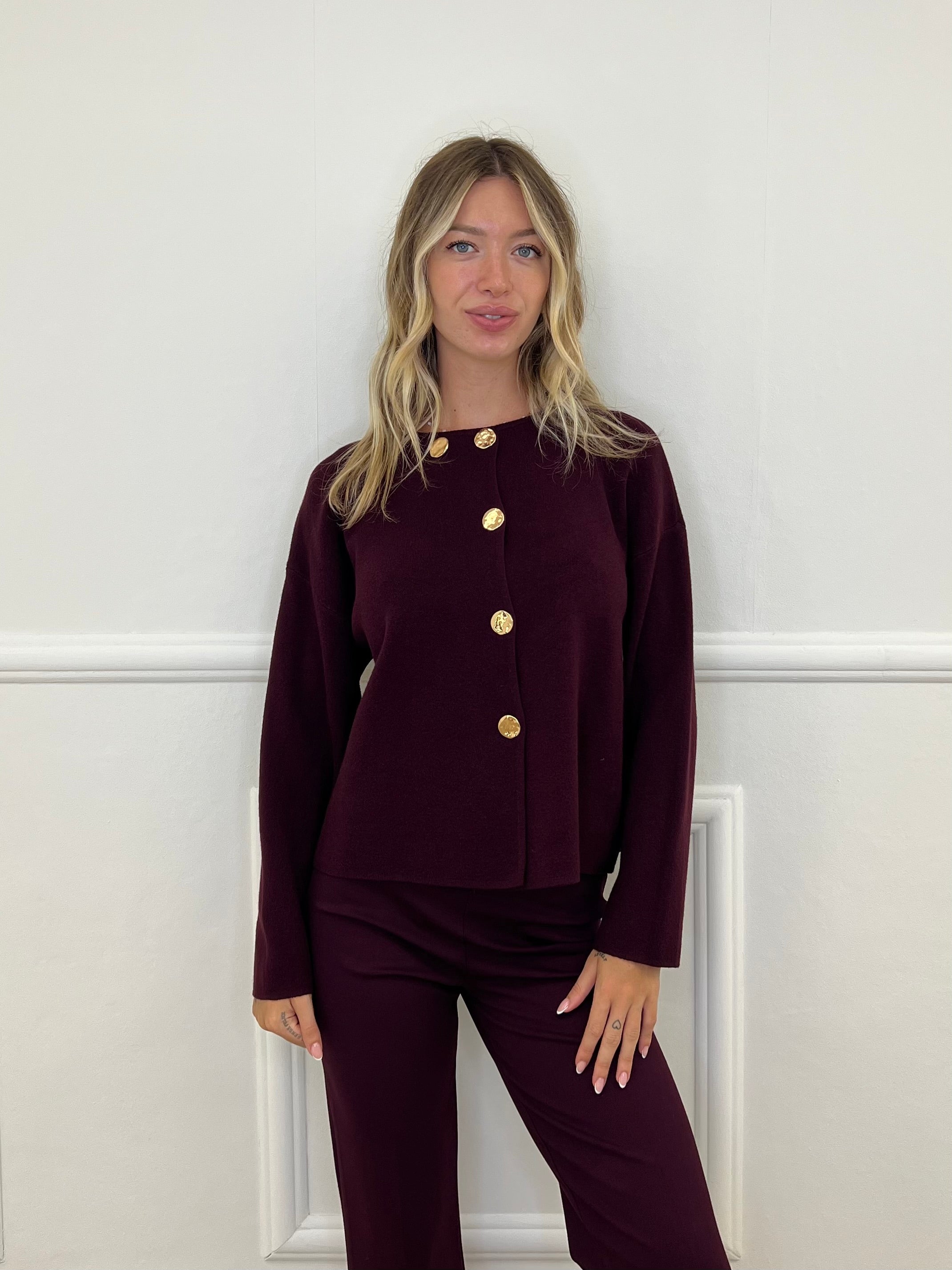 Cardigan Coreana Bottoni 7370 Burgundy