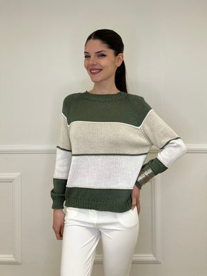 Maglia a Righe Profili 25031 Verde