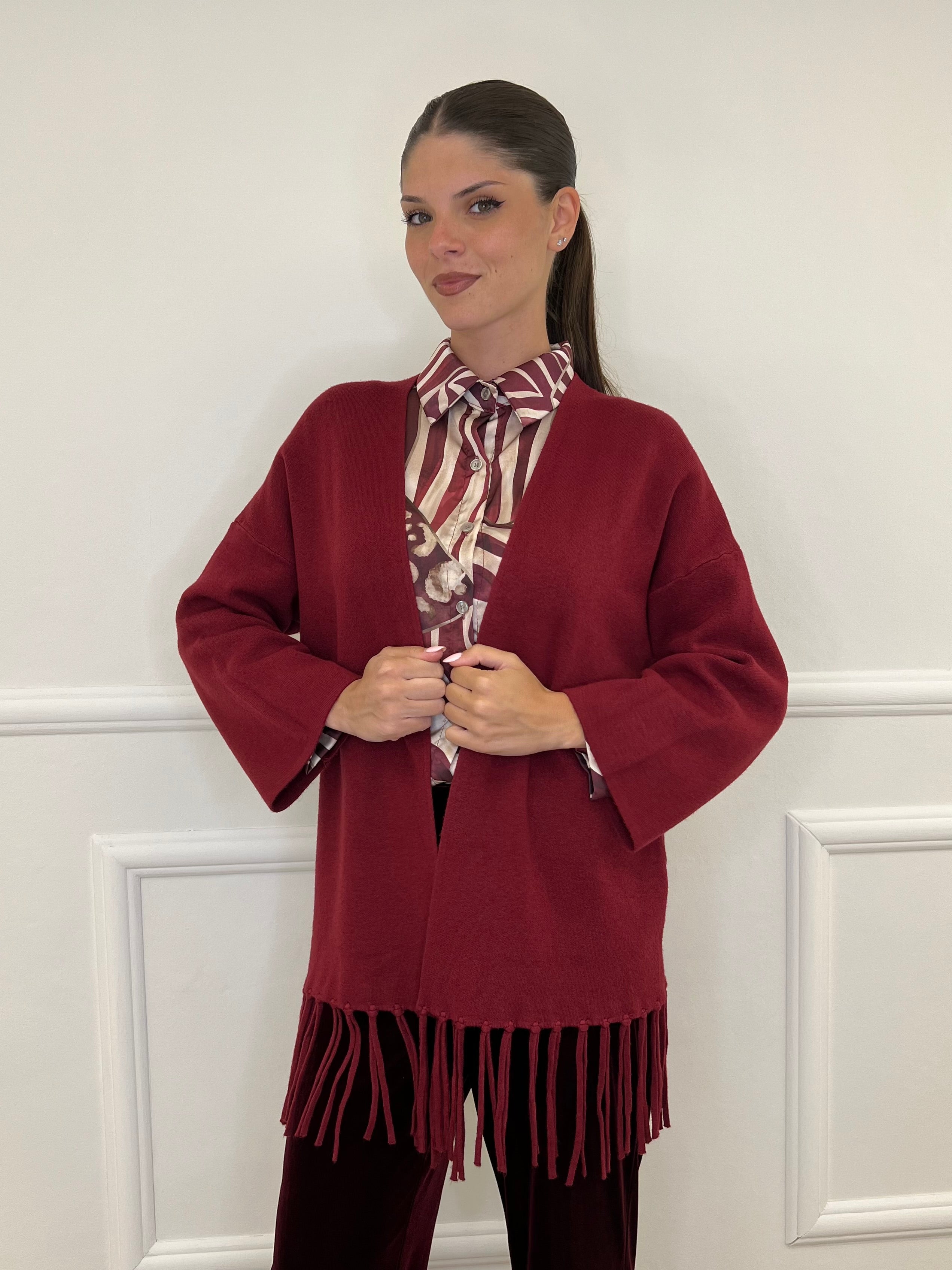 Cardigan Frange DL7296 India - Bazar Abbigliamento