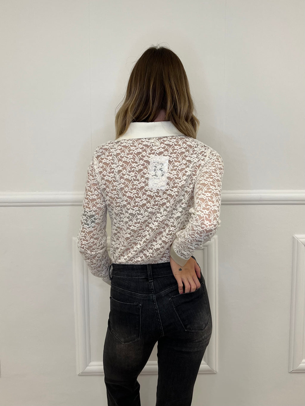 Camicia Pizzo Velluto 121493 Panna