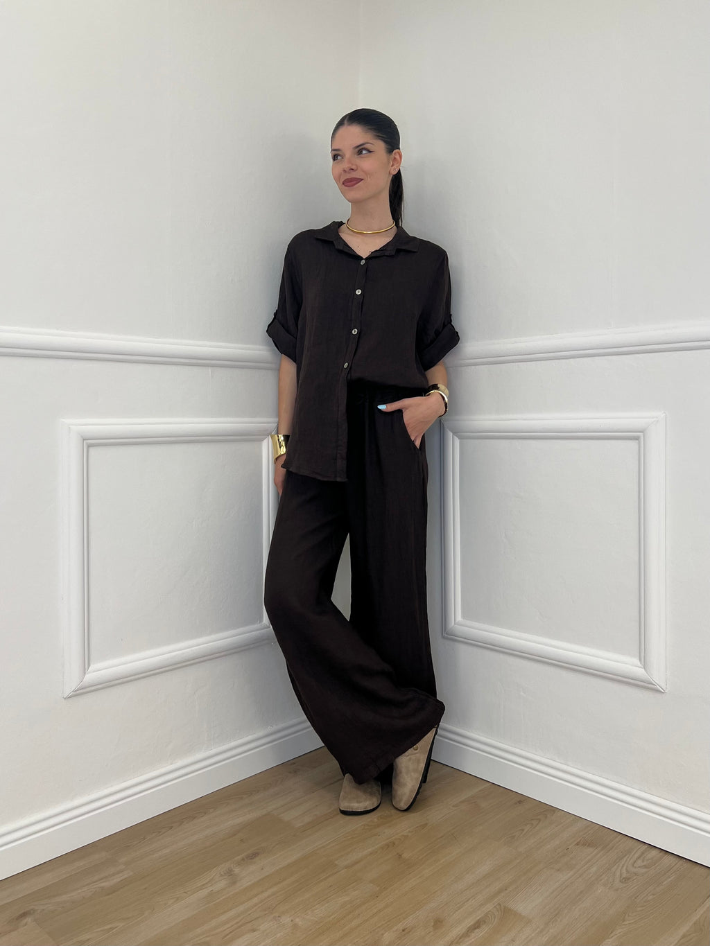 Pantalone Lino Coulisse 23216 Moro