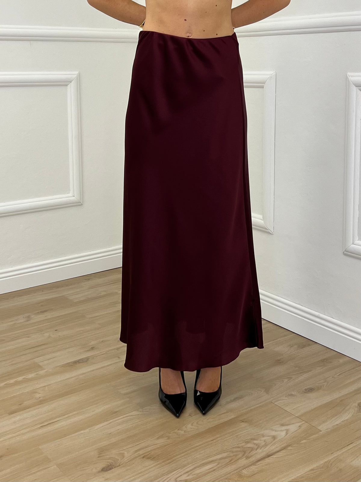 Gonna Longuette Satin 2236 Burgundy
