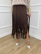 Gonna Viscosa Frange 5307 Moro