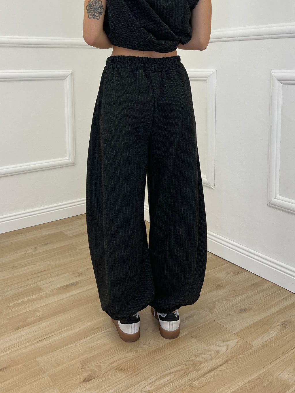Pantalone Baggy Gessato Smerigliato 51366 Antracite