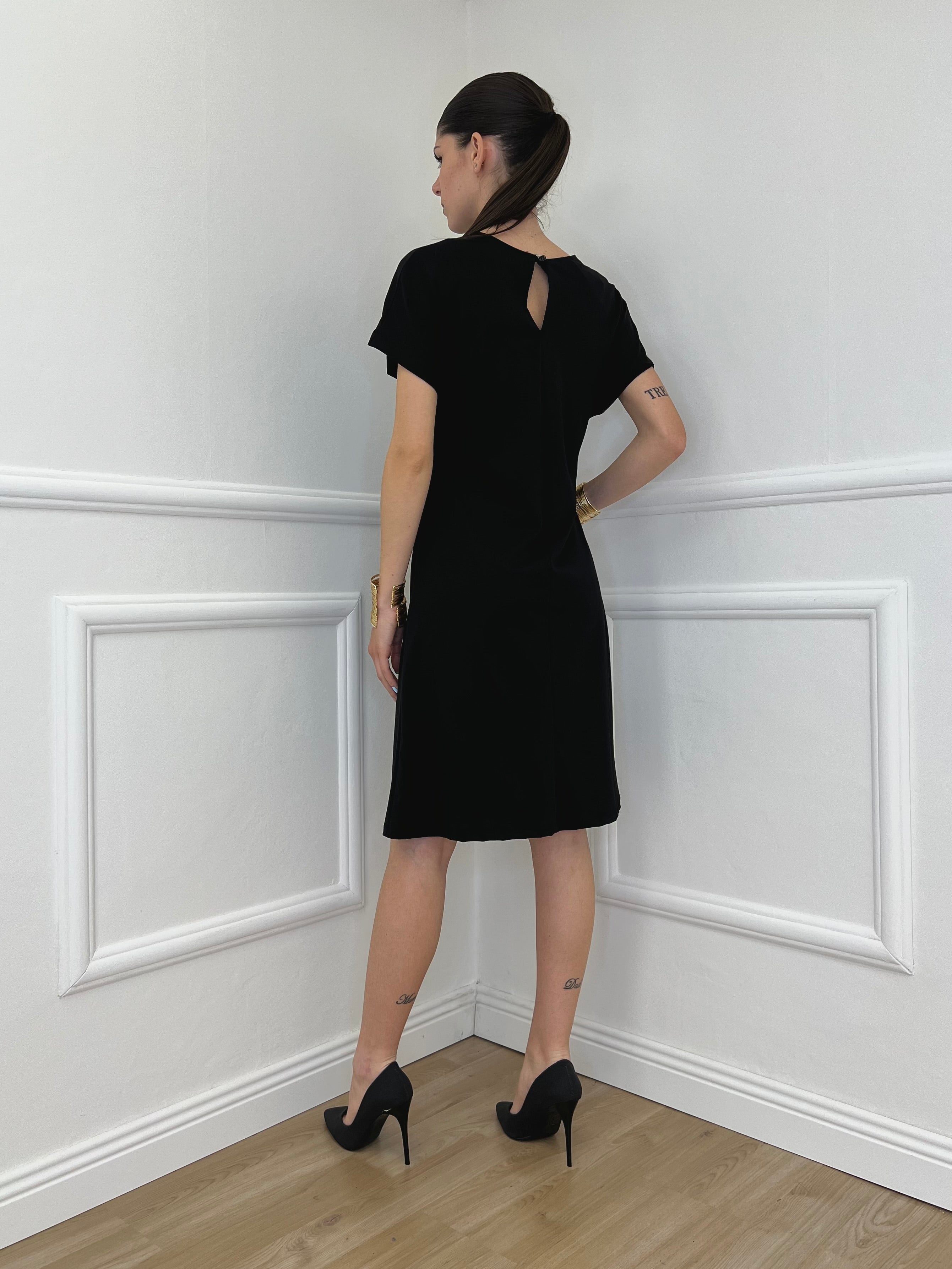 Vestito Con Drappeggio e Fiocco 4782 Nero